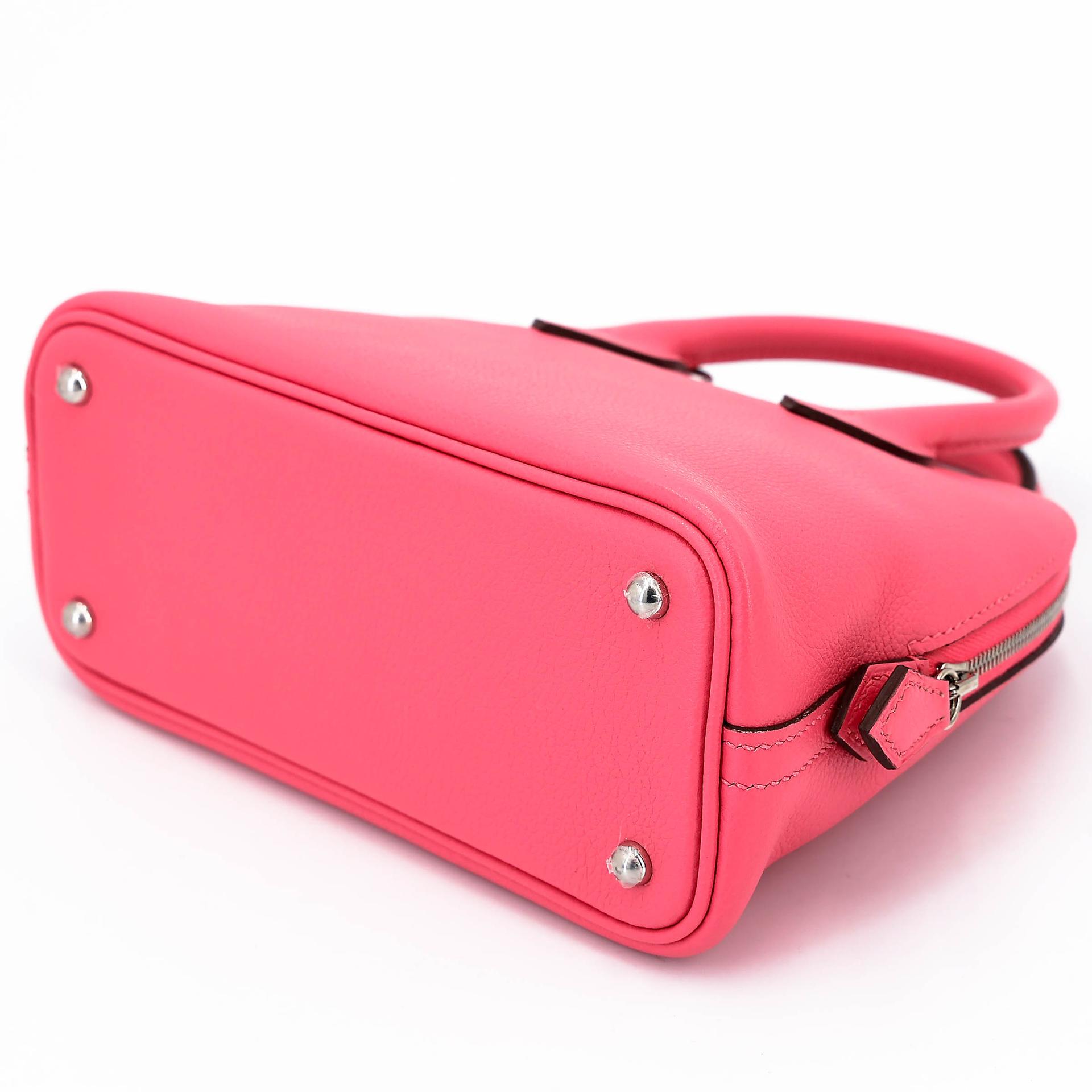 未使用保存品 HERMÈS 愛馬仕 Mini Bolide 1923 8W 唇膏粉 Rose Azalee Evercolor皮 銀扣 B刻 2023年 - 6