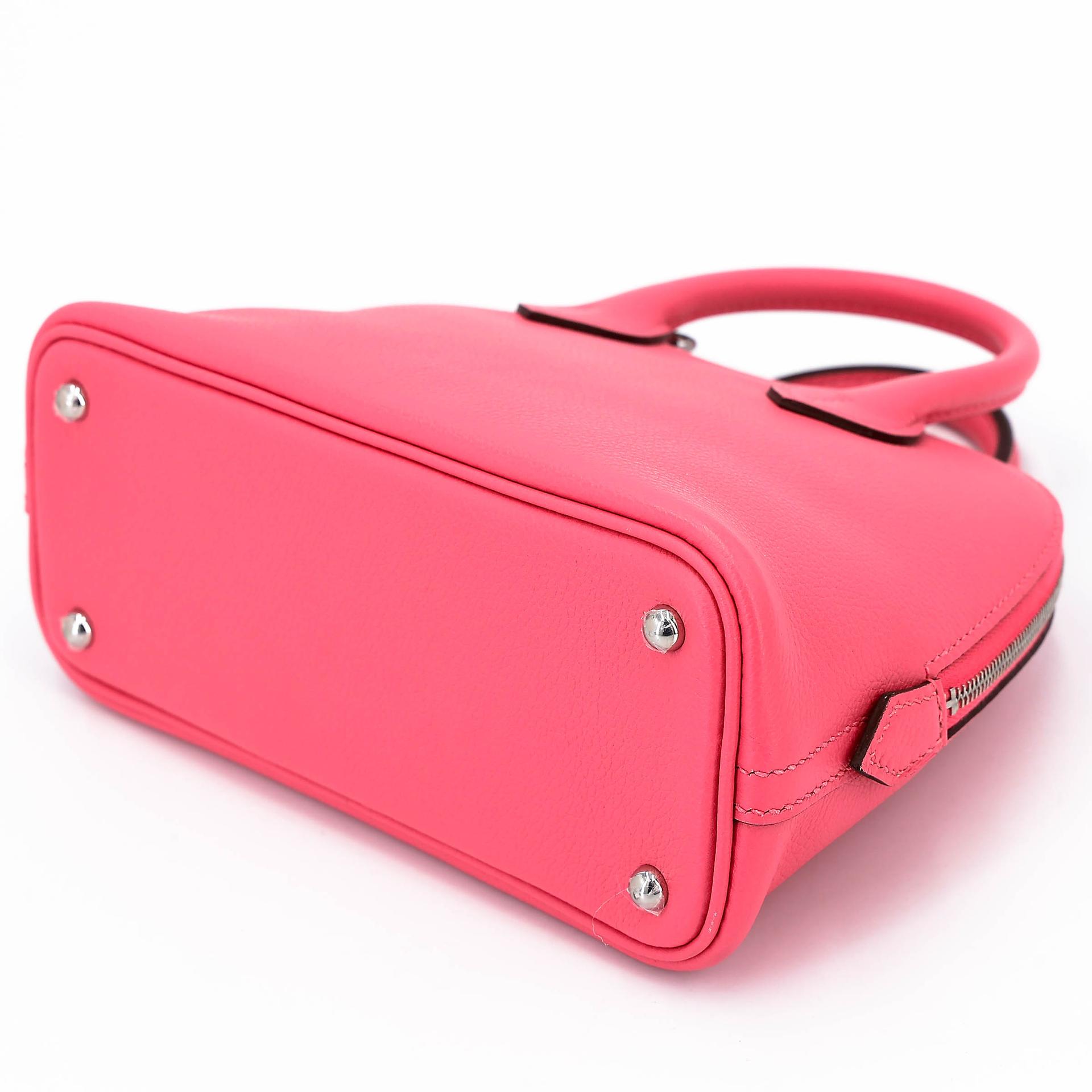 未使用保存品 HERMÈS 愛馬仕 Mini Bolide 1923 8W 唇膏粉 Rose Azalee Evercolor皮 銀扣 B刻 2023年 - 4