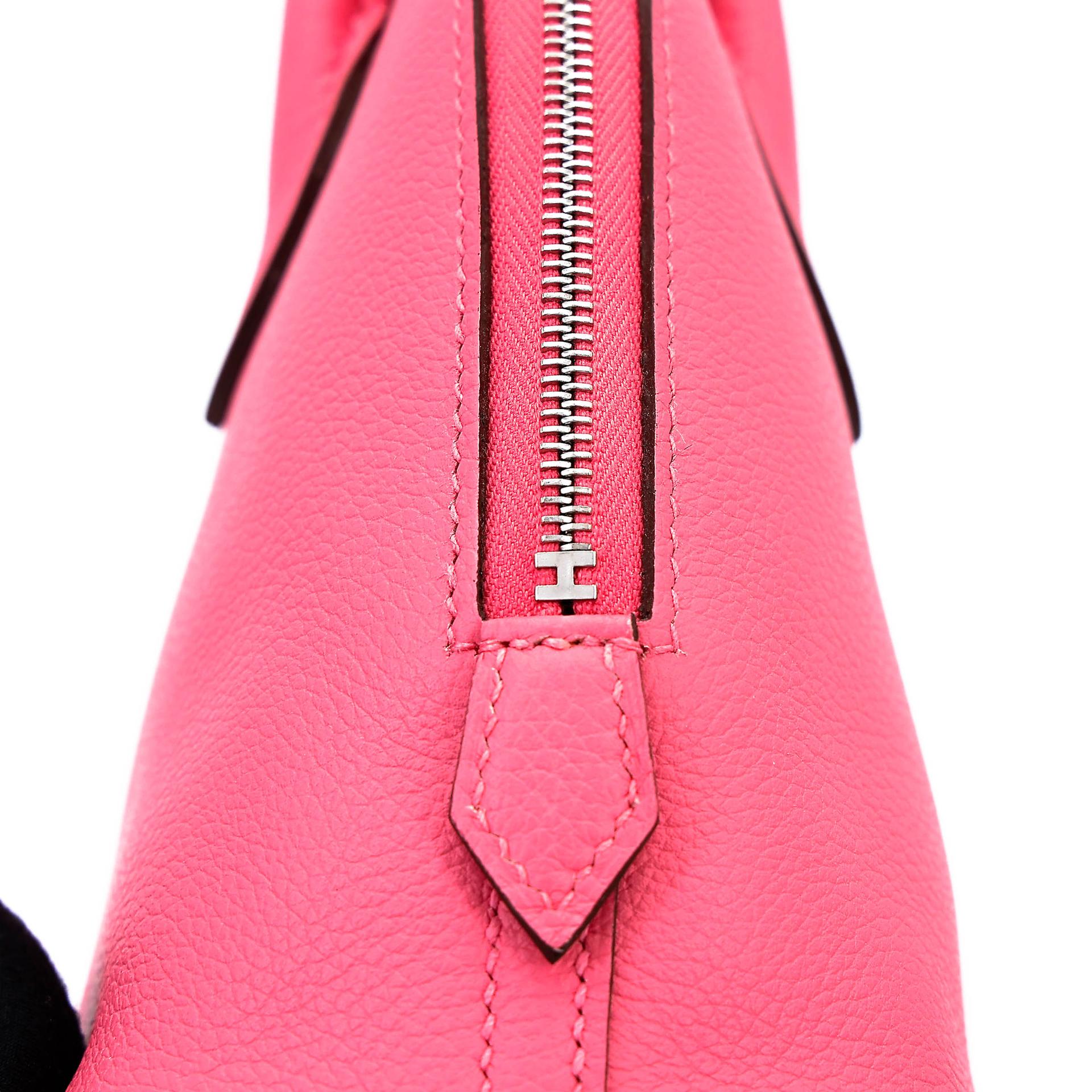 未使用保存品 HERMÈS 愛馬仕 Mini Bolide 1923 8W 唇膏粉 Rose Azalee Evercolor皮 銀扣 B刻 2023年 - 10
