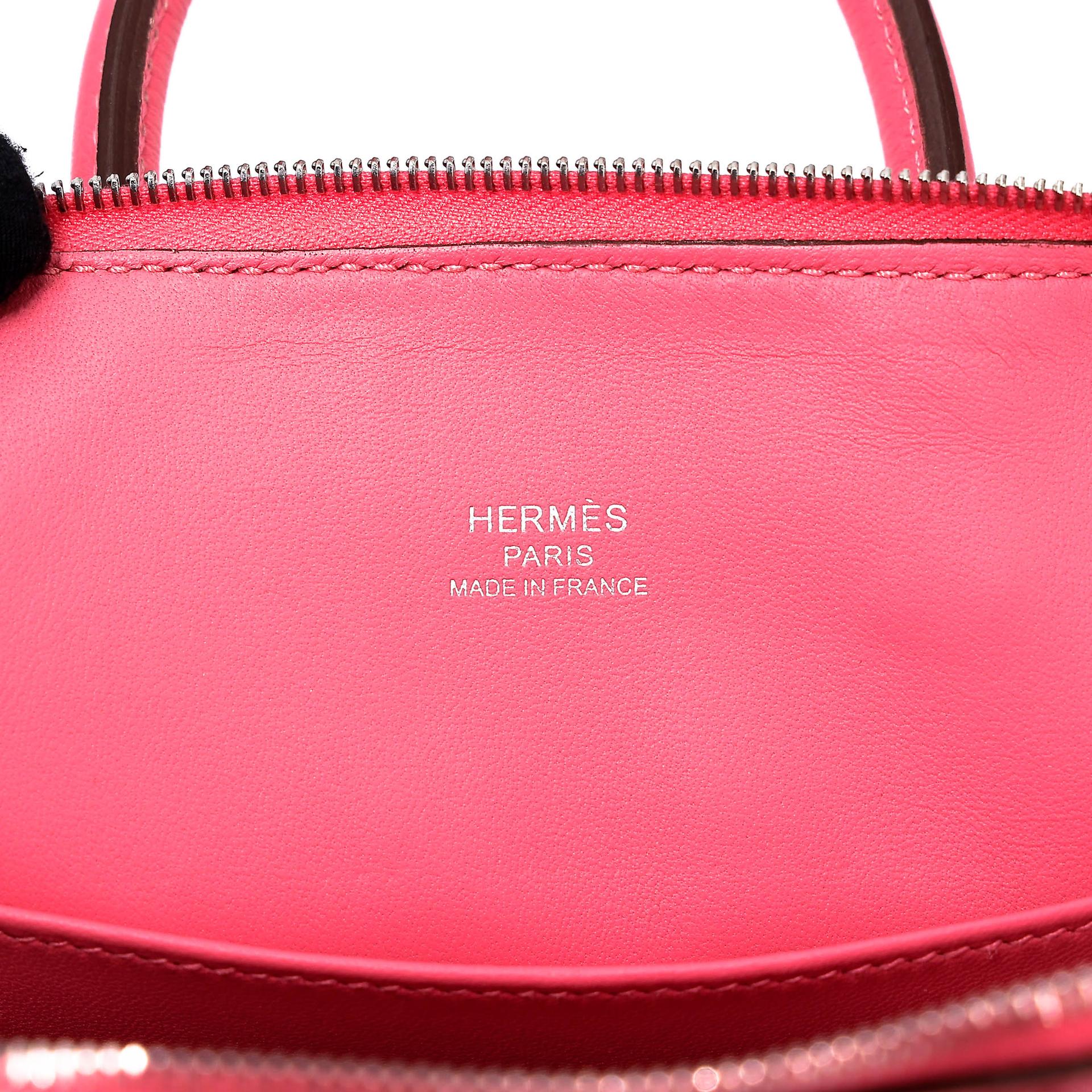 未使用保存品 HERMÈS 愛馬仕 Mini Bolide 1923 8W 唇膏粉 Rose Azalee Evercolor皮 銀扣 B刻 2023年 - 11
