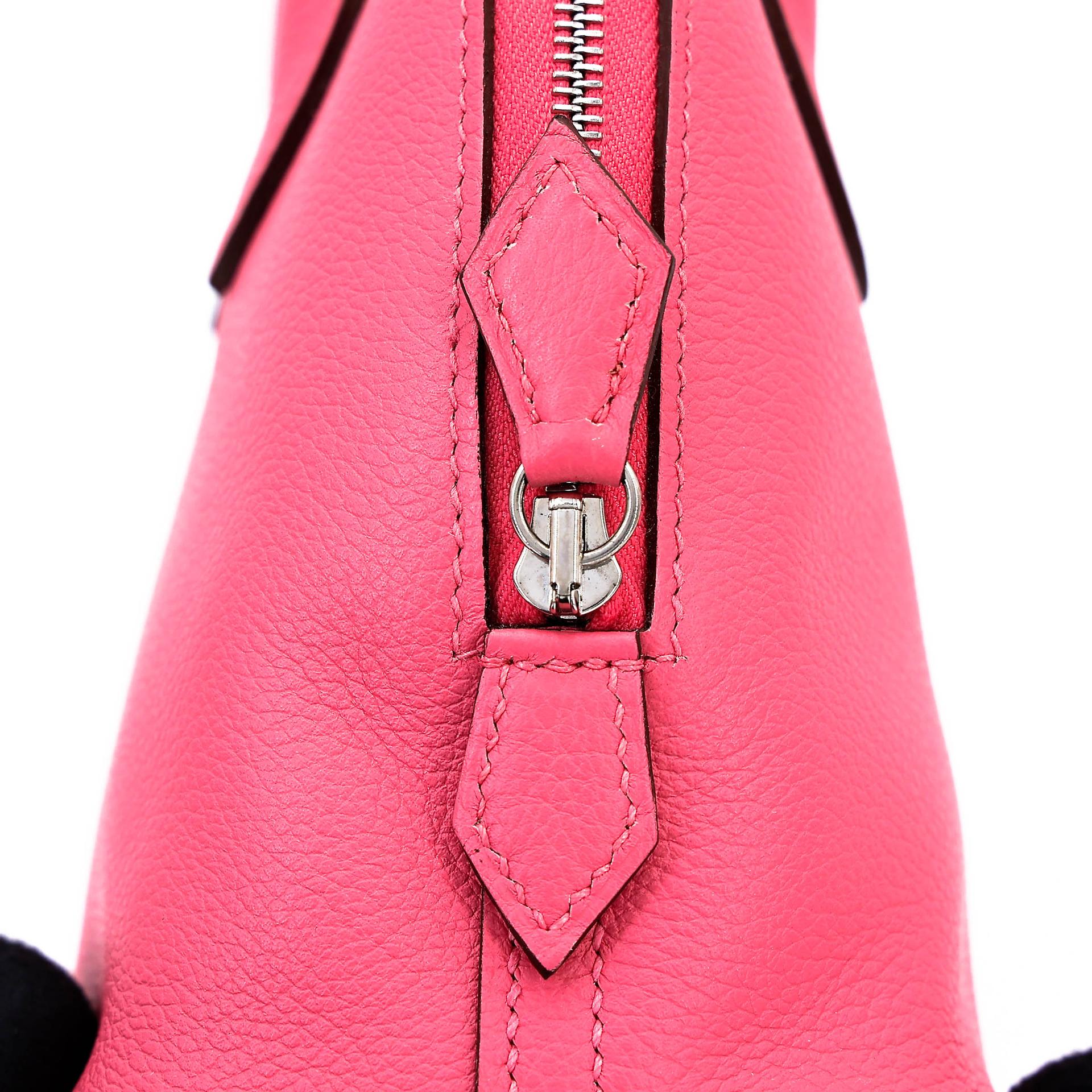 未使用保存品 HERMÈS 愛馬仕 Mini Bolide 1923 8W 唇膏粉 Rose Azalee Evercolor皮 銀扣 B刻 2023年 - 9