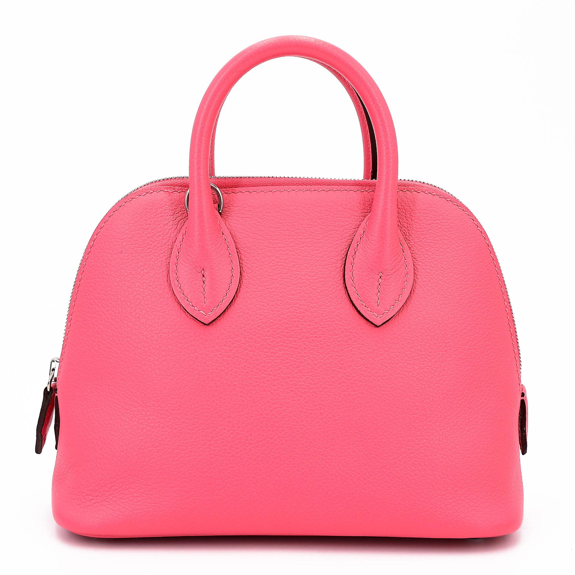 未使用保存品 HERMÈS 愛馬仕 Mini Bolide 1923 8W 唇膏粉 Rose Azalee Evercolor皮 銀扣 B刻 2023年 - 1