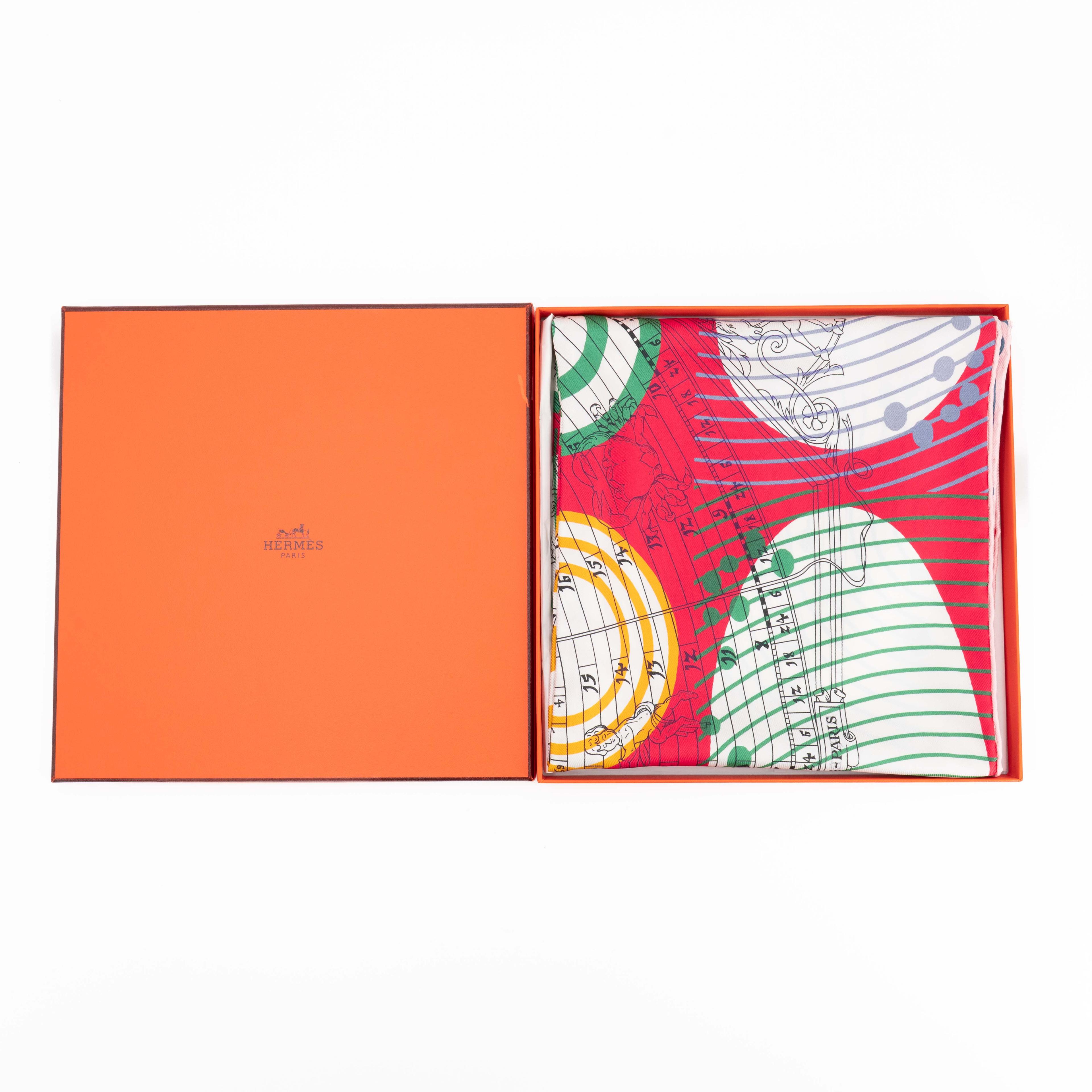 Brand New ( Rank N ) HERMÈS Carre 90 scarf Astronomie Astrologie double face Red Silk - 3