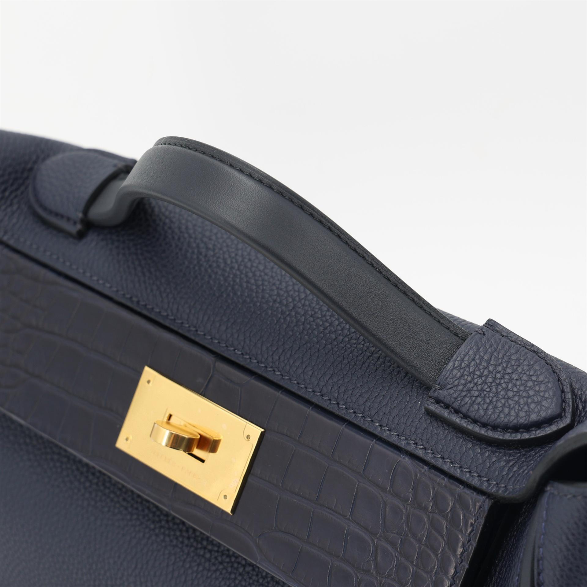 ランク NS 未使用品 HERMÈS エルメス ヴァンキャトル 29 タッチ ブルーニュイ (2Z) トゴ クロコダイル アリゲーター マット ゴールド金具 D刻印 (2019) - 3