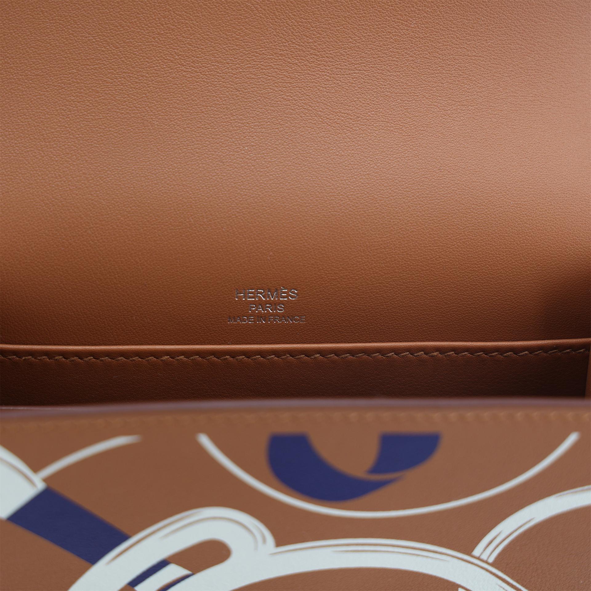 Unused ( Rank NS ) HERMÈS Limited Edition Roulis Mini Eperon D'Or Gold (37) Bleu Encre (M3) White (01) Swift Palladium hardware Z (2021) - 9