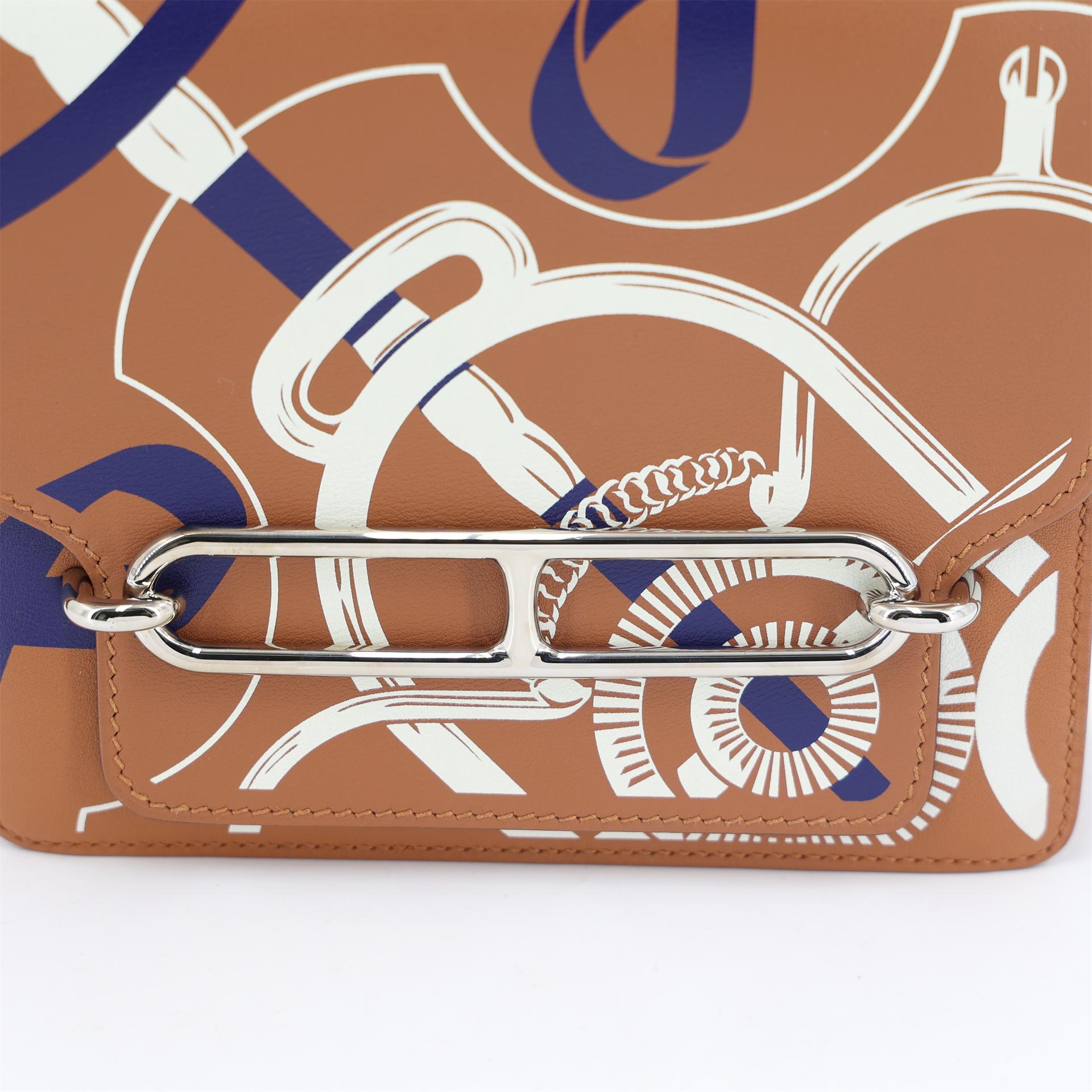 Unused ( Rank NS ) HERMÈS Limited Edition Roulis Mini Eperon D'Or Gold (37) Bleu Encre (M3) White (01) Swift Palladium hardware Z (2021) - 8