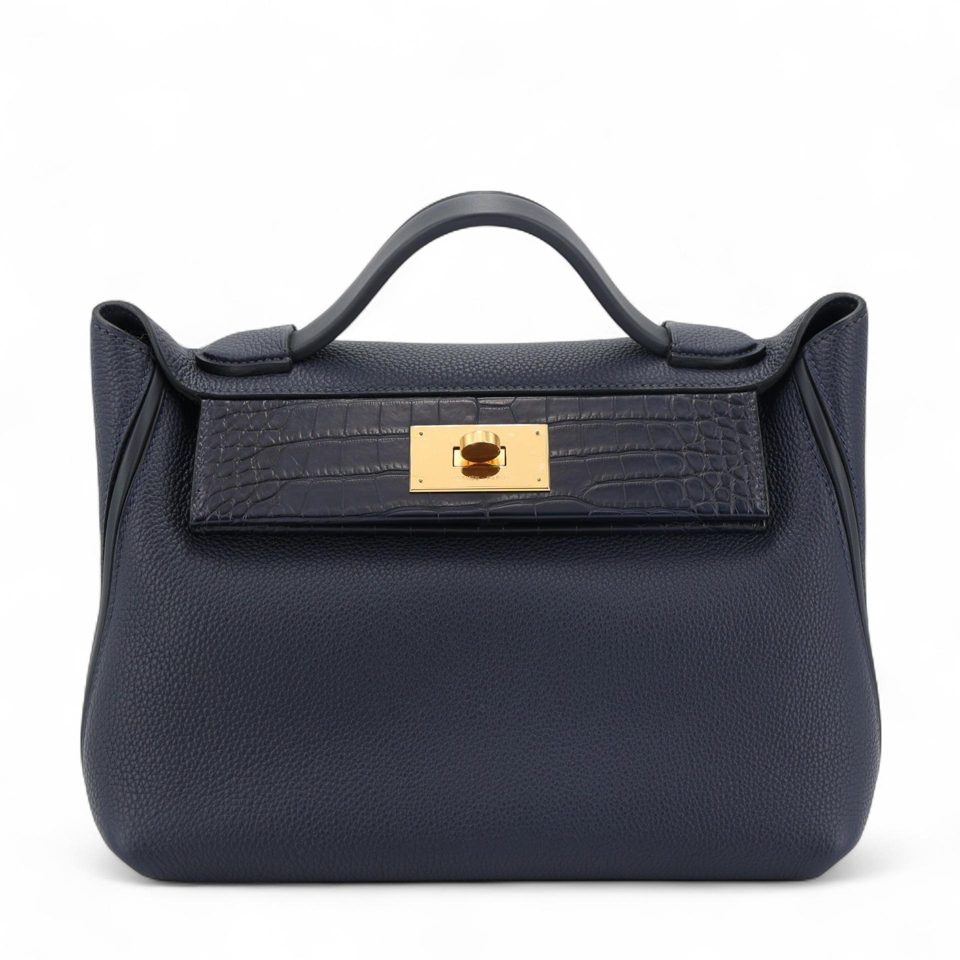 ランク NS 未使用品 HERMÈS エルメス ヴァンキャトル 29 タッチ ブルーニュイ (2Z) トゴ クロコダイル アリゲーター マット ゴールド金具 D刻印 (2019) - 1