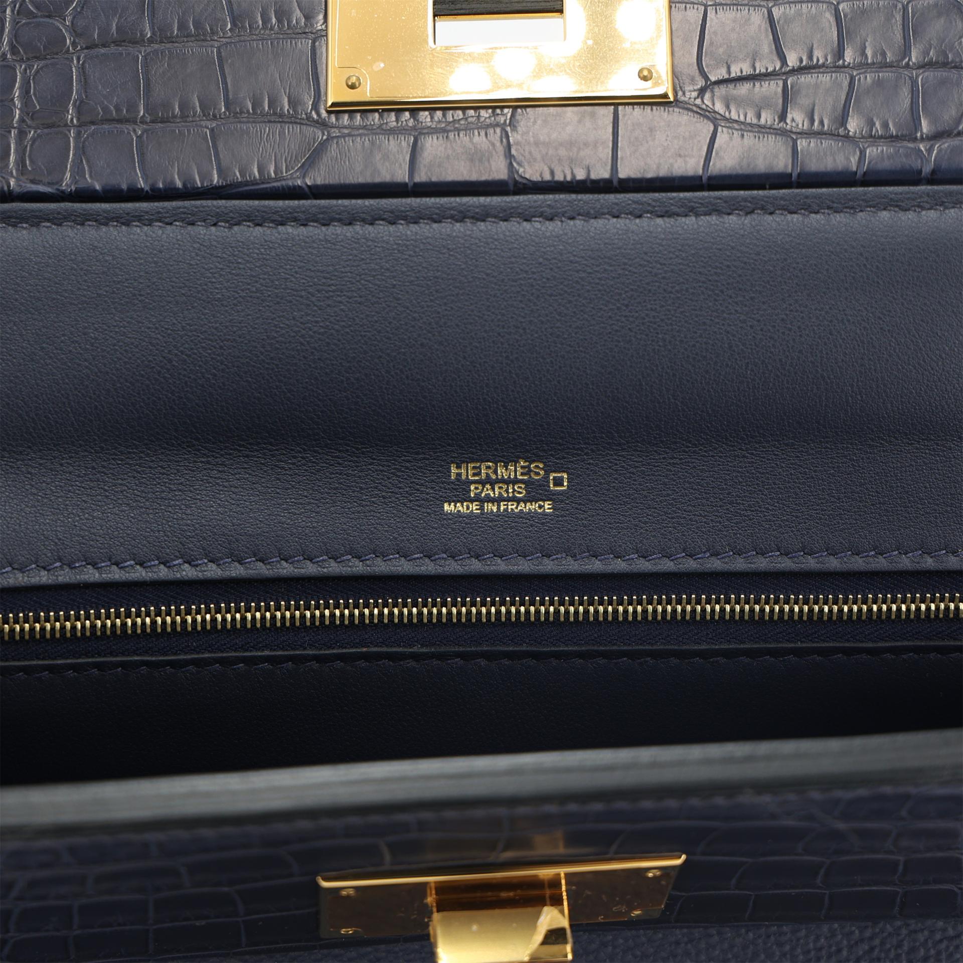 ランク NS 未使用品 HERMÈS エルメス ヴァンキャトル 29 タッチ ブルーニュイ (2Z) トゴ クロコダイル アリゲーター マット ゴールド金具 D刻印 (2019) - 11