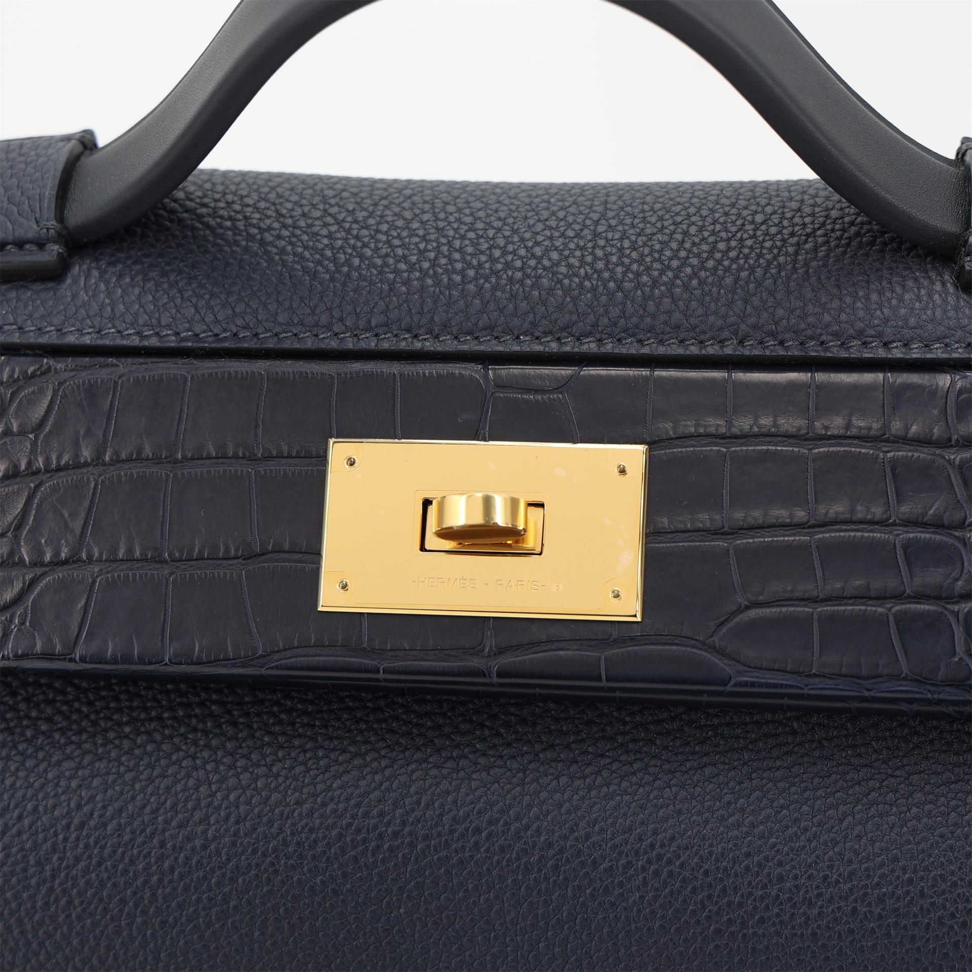 ランク NS 未使用品 HERMÈS エルメス ヴァンキャトル 29 タッチ ブルーニュイ (2Z) トゴ クロコダイル アリゲーター マット ゴールド金具 D刻印 (2019) - 8