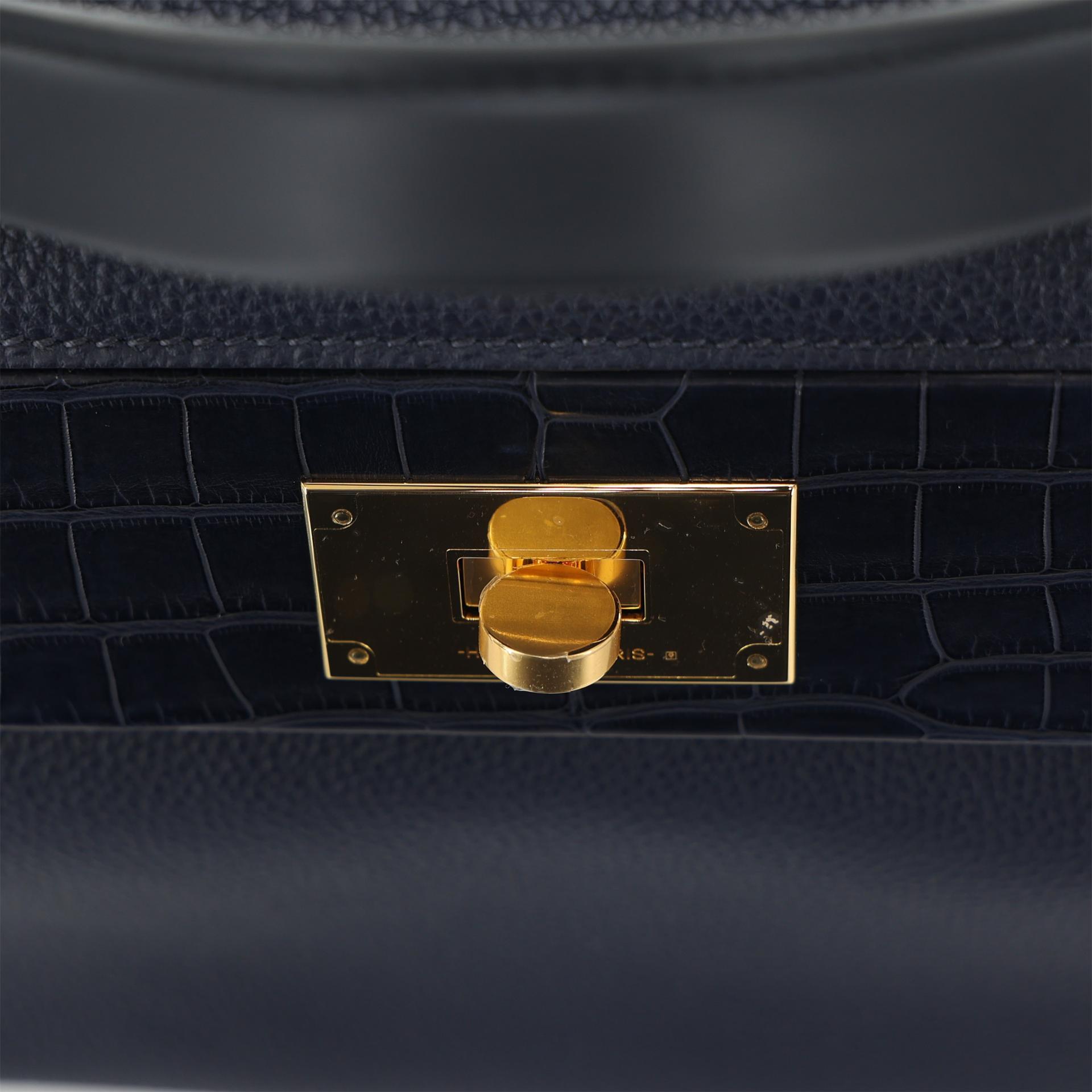 ランク NS 未使用品 HERMÈS エルメス ヴァンキャトル 29 タッチ ブルーニュイ (2Z) トゴ クロコダイル アリゲーター マット ゴールド金具 D刻印 (2019) - 9