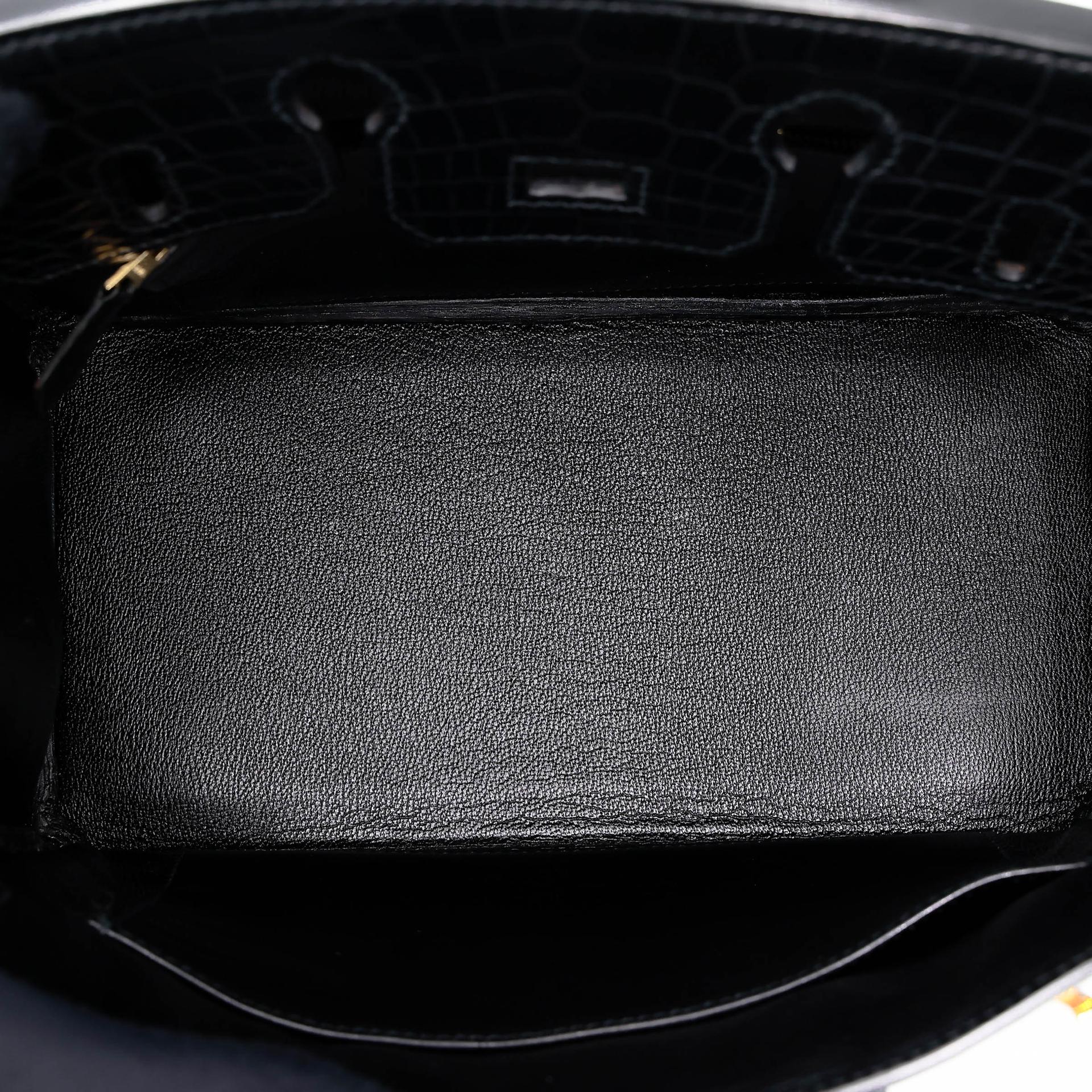 Excellent ( Rank SA ) HERMÈS Birkin 25 Noir (89) Matte Niloticus Crocodile Gold hardware R (2014) - 18