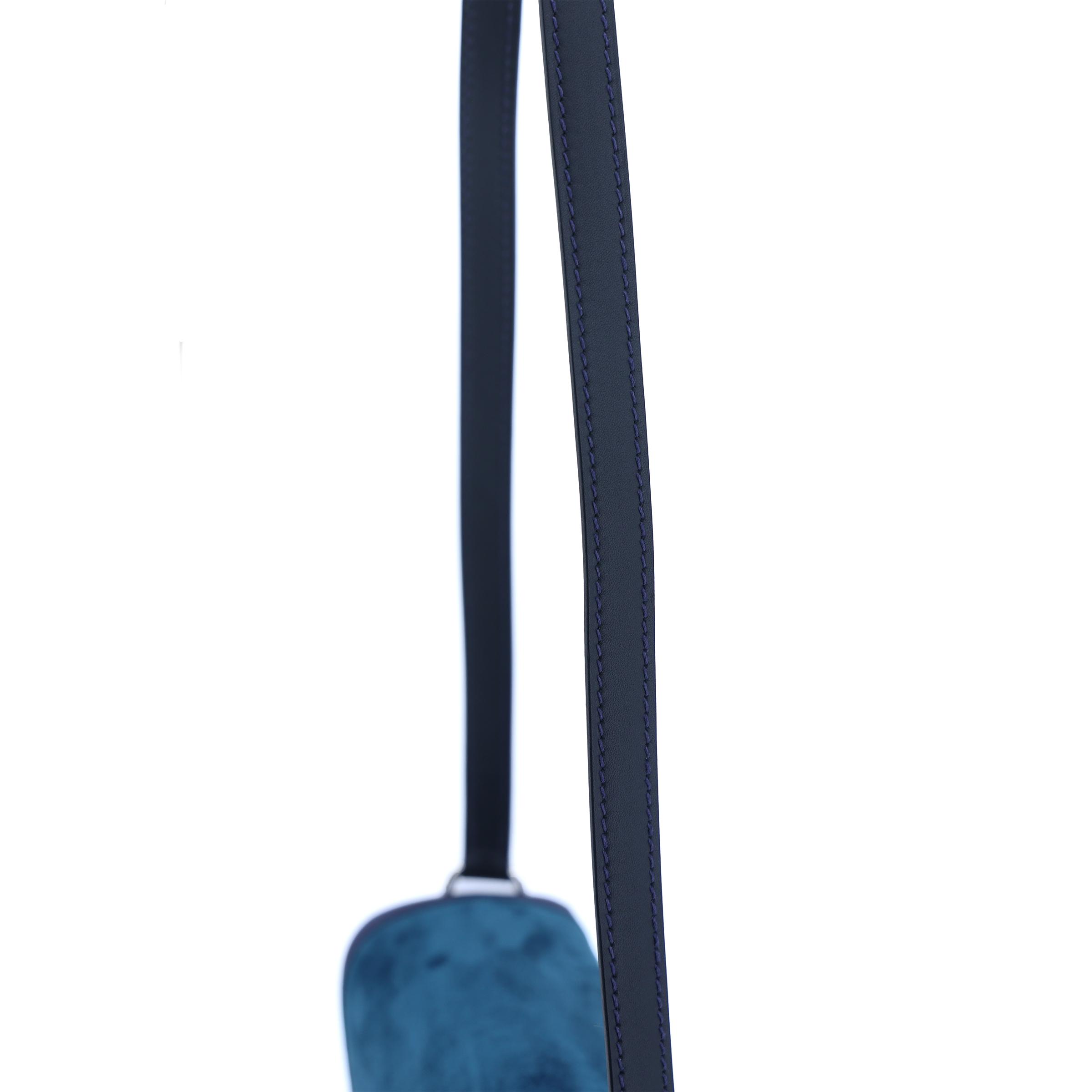 Excellent ( Rank SA ) HERMÈS Roulis 23 Bleu Ocean (Z7) Bleu Saphir (73) Navy (7U) Doblis Suede Swift Sombrero Palladium hardware T (2015) - 3