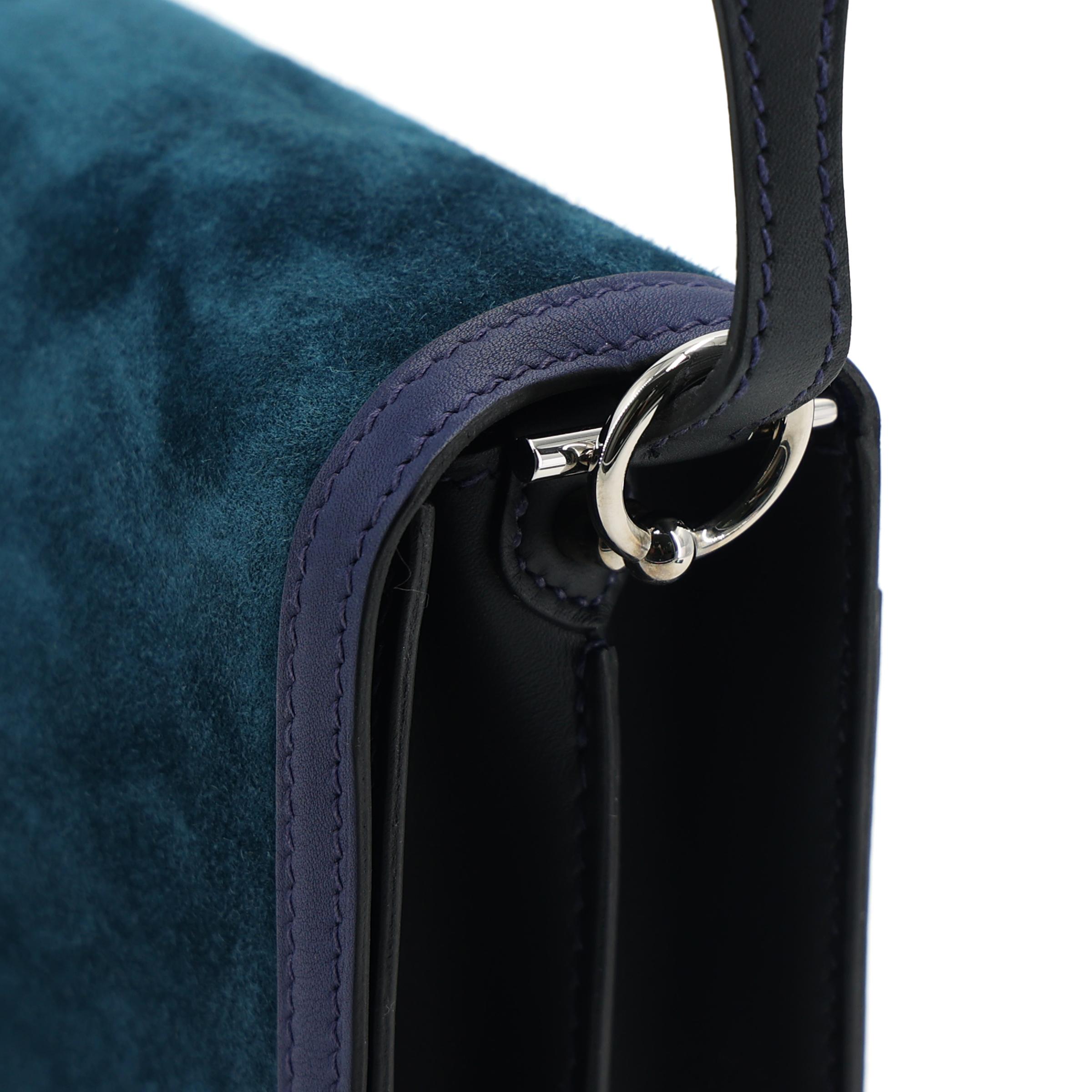 Excellent ( Rank SA ) HERMÈS Roulis 23 Bleu Ocean (Z7) Bleu Saphir (73) Navy (7U) Doblis Suede Swift Sombrero Palladium hardware T (2015) - 9