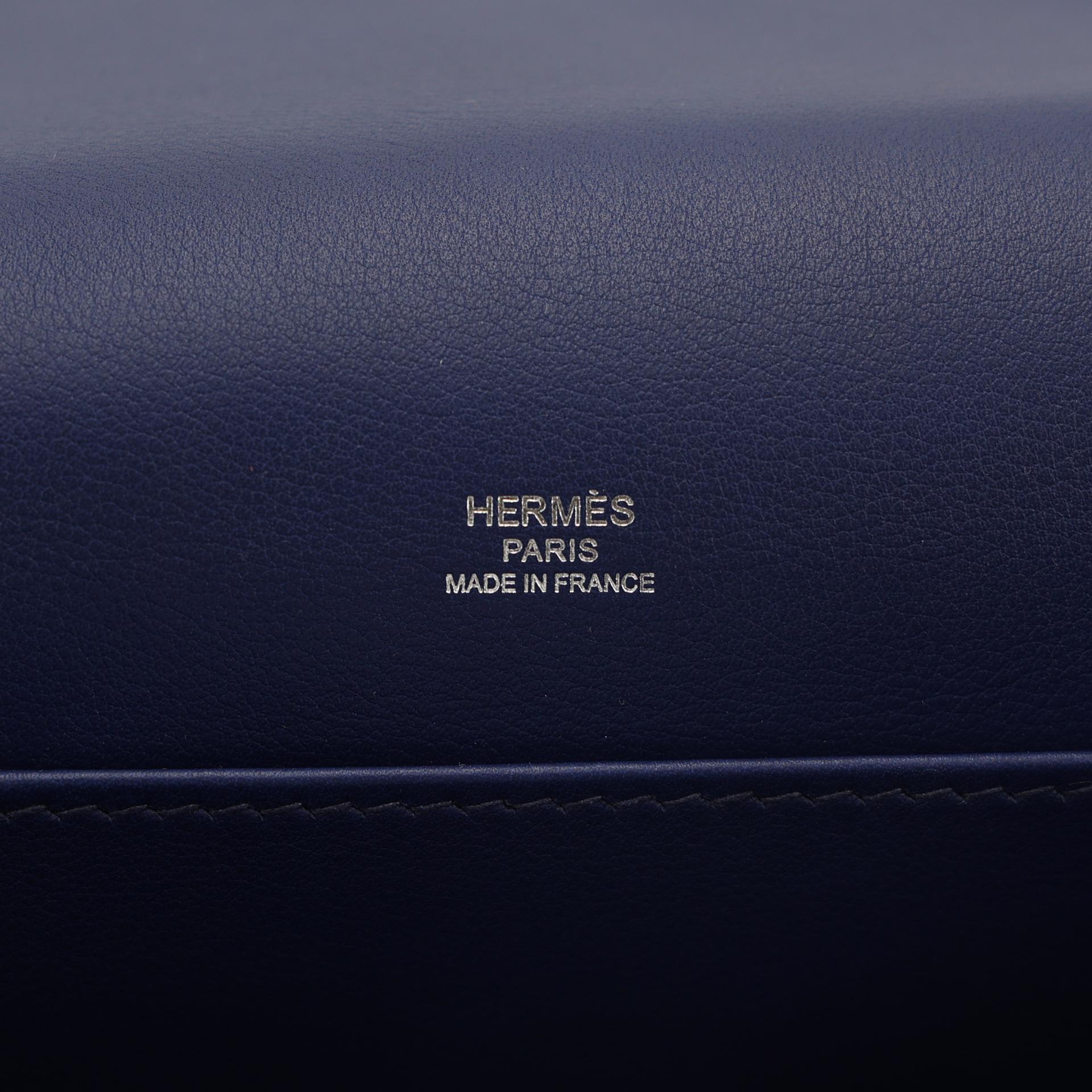 ランク SA HERMÈS エルメス ロウリス23 ブルーオーシャン (Z7) ブルーサフィール (73) ブルーネイビー (7U) ドブリス スエード スイフト ソンブレロ シルバー金具 T刻印 (2015) - 14