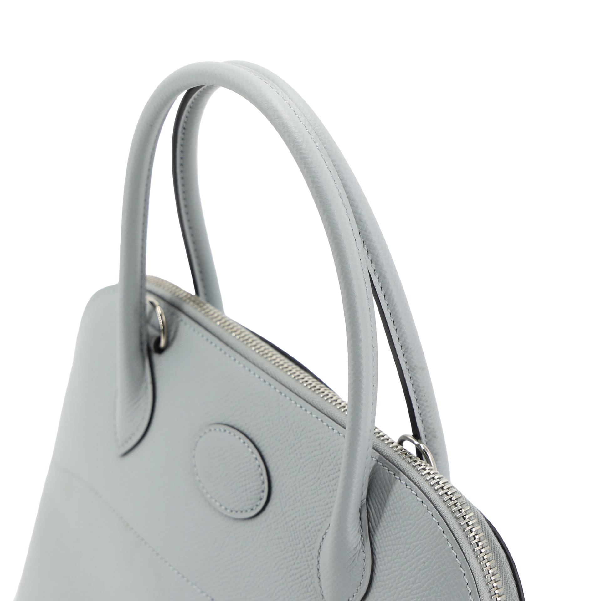 Excellent ( Rank SA ) HERMÈS Bolide 27 Bleu Glacier (8U) Epsom Palladium hardware T (2015) - 3