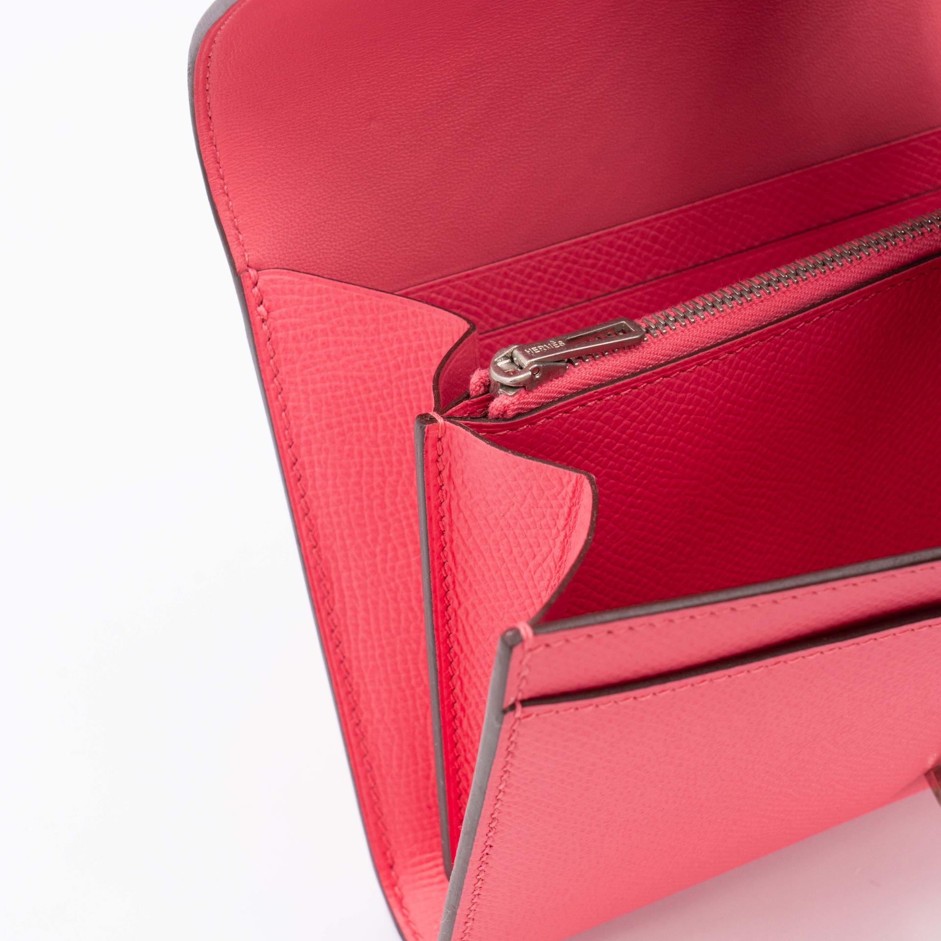 Unused ( Rank NS ) HERMÈS Constance Long wallet Rose Azalee (8W) Epsom Palladium hardware A (2017) - 12