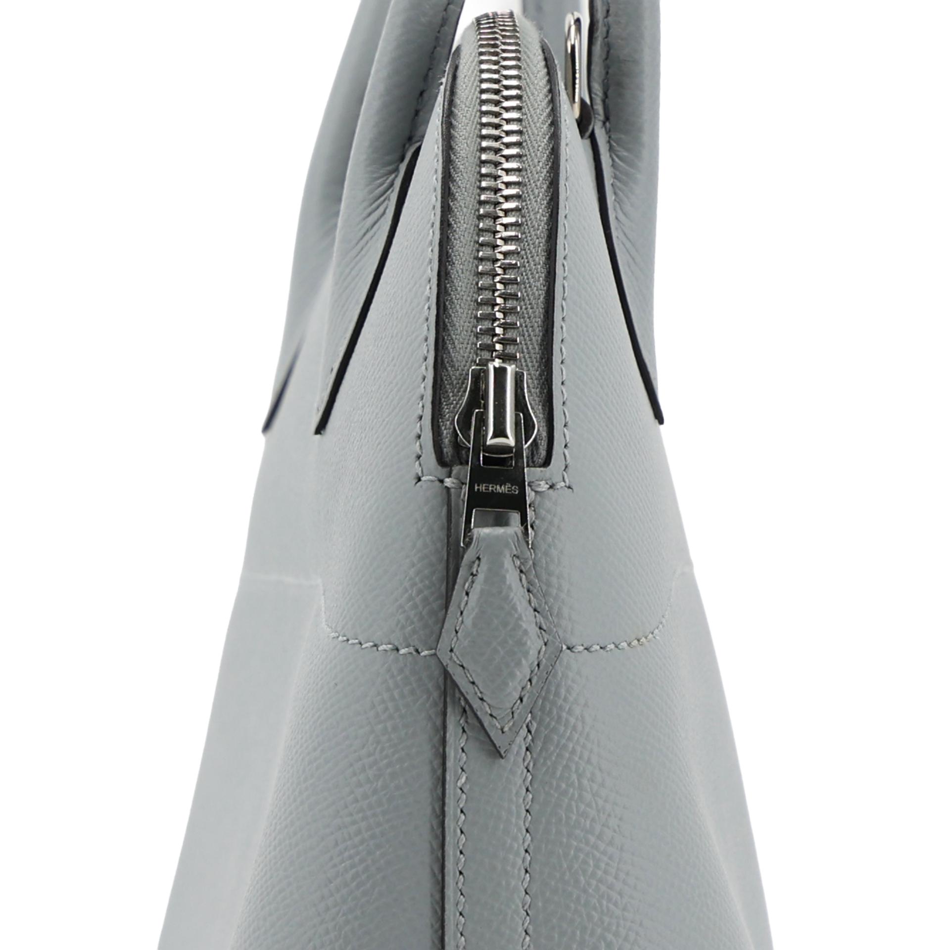 Excellent ( Rank SA ) HERMÈS Bolide 27 Bleu Glacier (8U) Epsom Palladium hardware T (2015) - 9