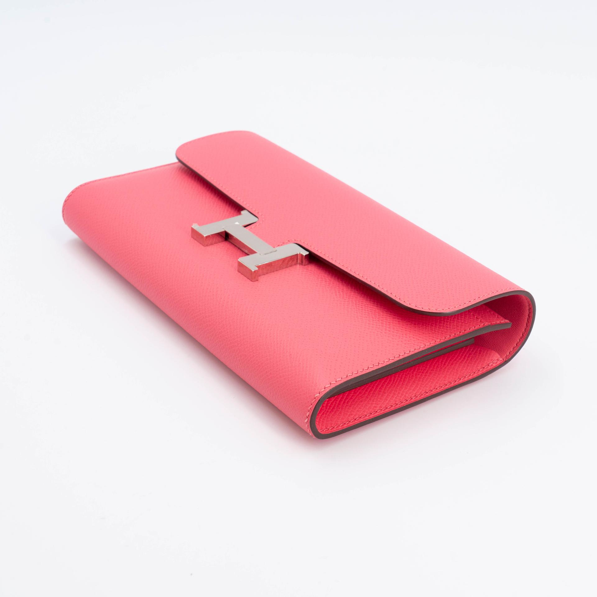 Unused ( Rank NS ) HERMÈS Constance Long wallet Rose Azalee (8W) Epsom Palladium hardware A (2017) - 6