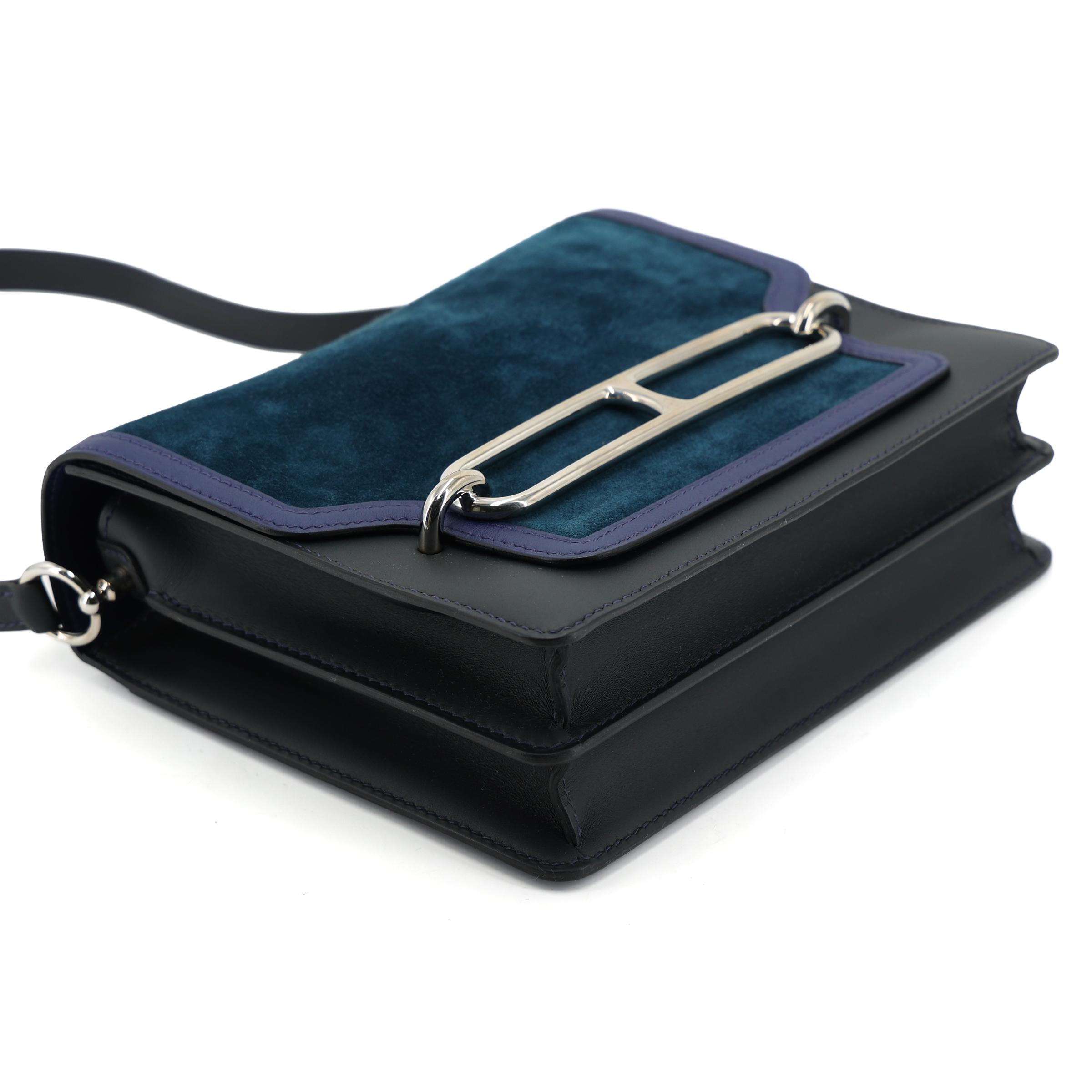 Excellent ( Rank SA ) HERMÈS Roulis 23 Bleu Ocean (Z7) Bleu Saphir (73) Navy (7U) Doblis Suede Swift Sombrero Palladium hardware T (2015) - 4