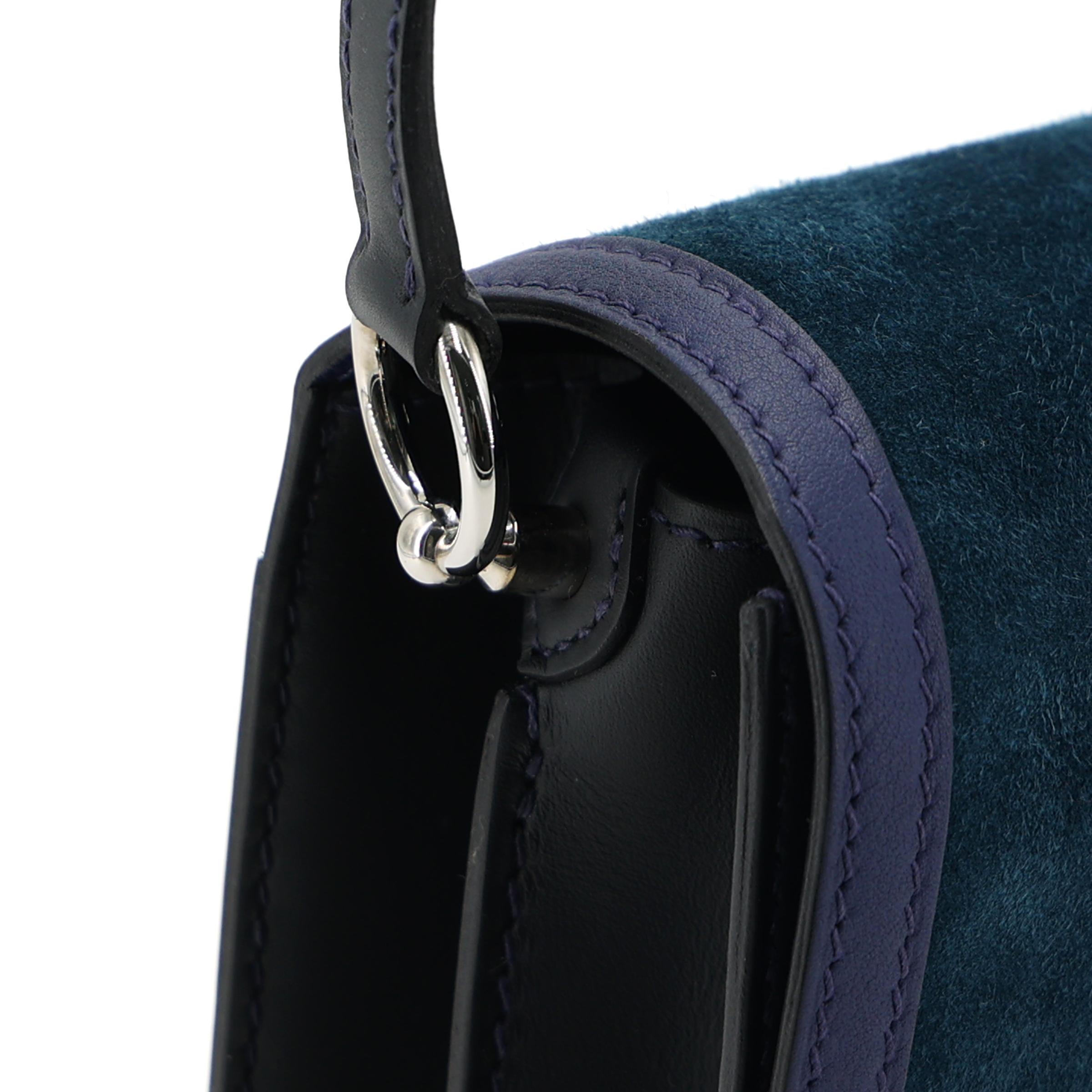 Excellent ( Rank SA ) HERMÈS Roulis 23 Bleu Ocean (Z7) Bleu Saphir (73) Navy (7U) Doblis Suede Swift Sombrero Palladium hardware T (2015) - 8