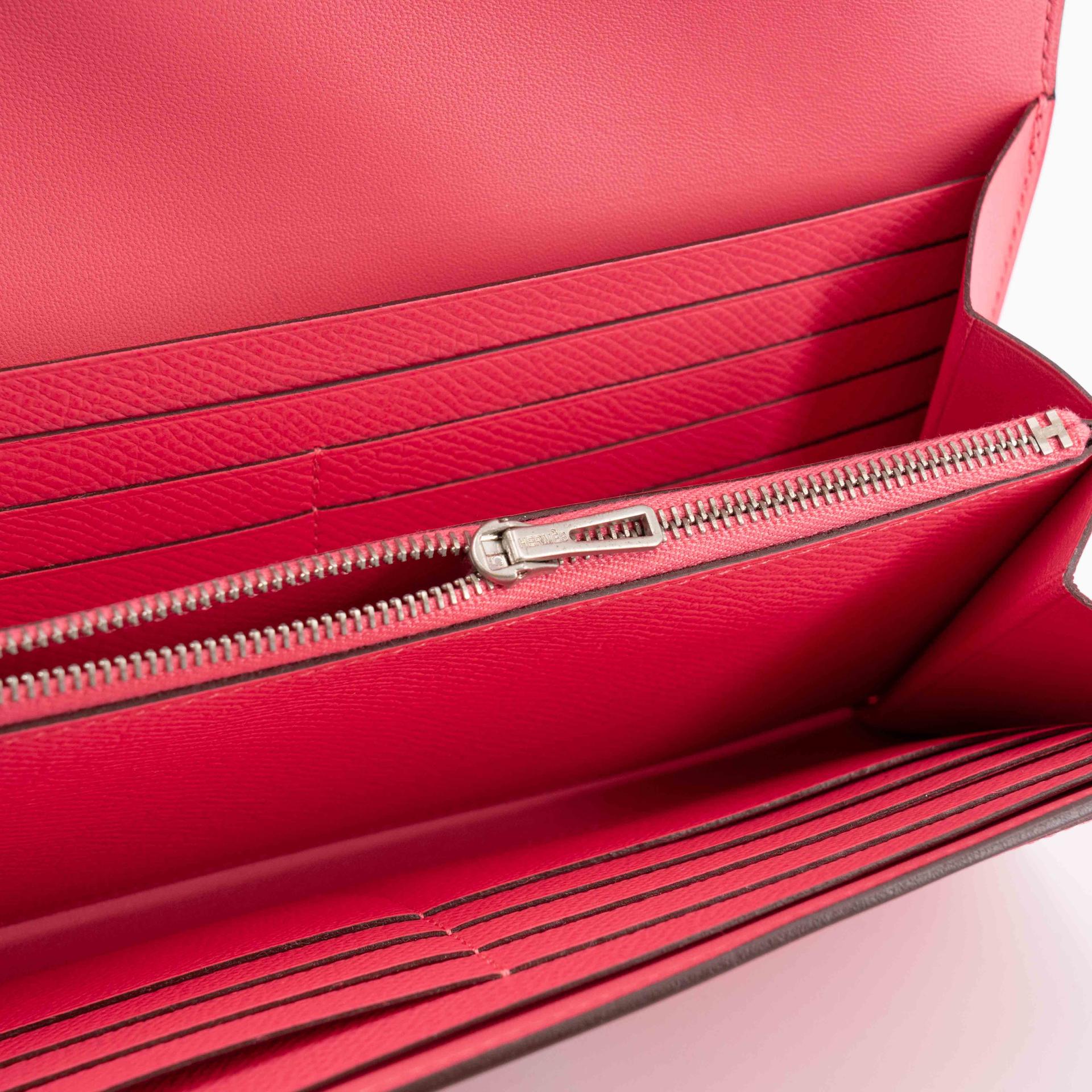 Unused ( Rank NS ) HERMÈS Constance Long wallet Rose Azalee (8W) Epsom Palladium hardware A (2017) - 13