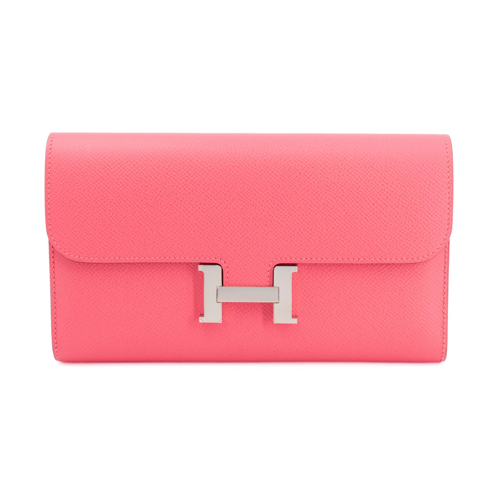 Unused ( Rank NS ) HERMÈS Constance Long wallet Rose Azalee (8W) Epsom Palladium hardware A (2017) - 1