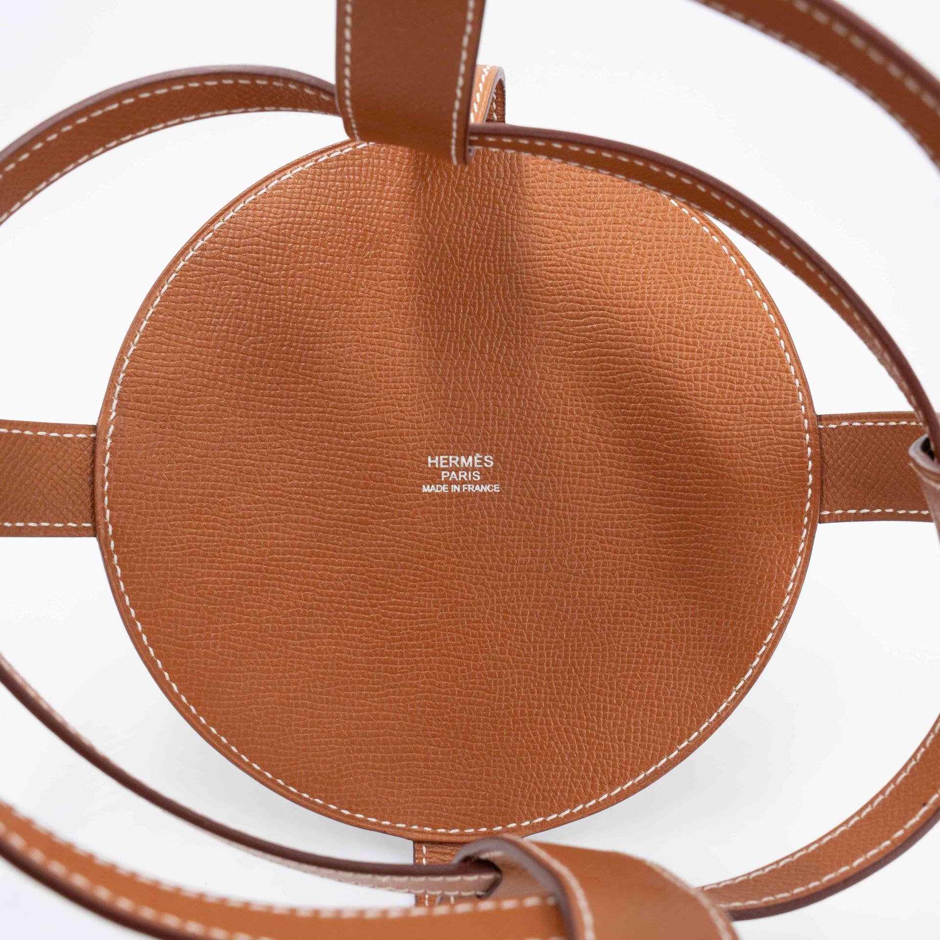 Very Good ( Rank A) HERMÈS Musardine Bucket bag Gold (37) Epsom silk Palladium hardware X (2016) - 11