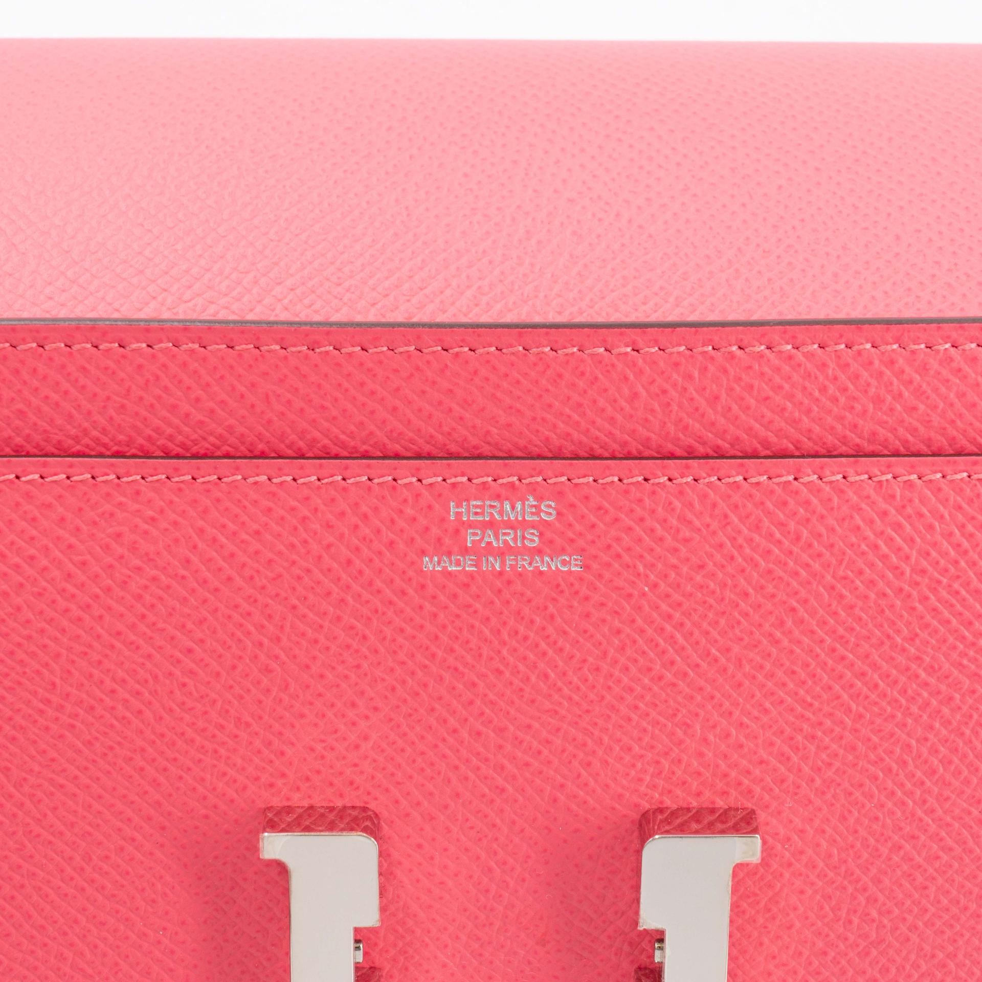 Unused ( Rank NS ) HERMÈS Constance Long wallet Rose Azalee (8W) Epsom Palladium hardware A (2017) - 9