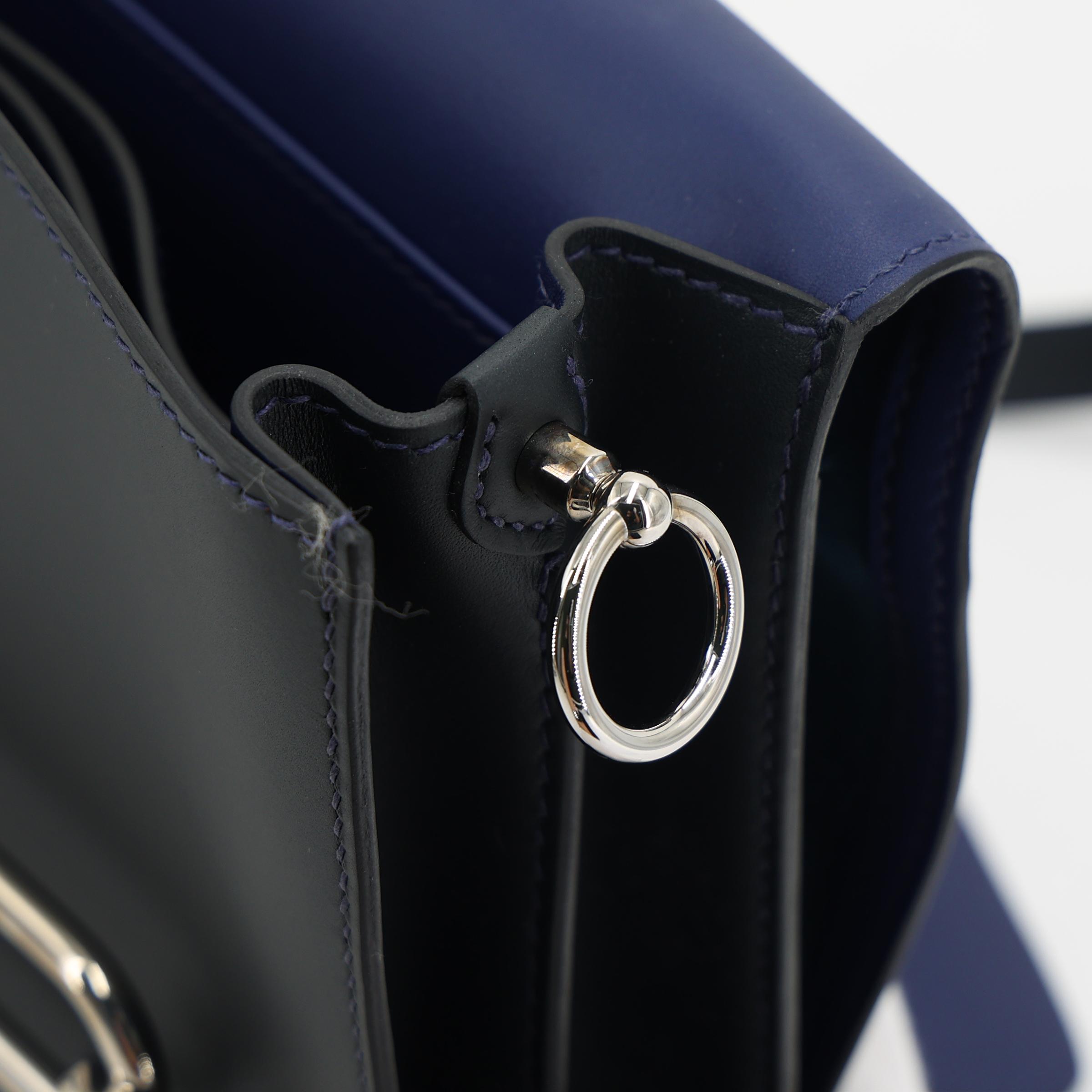 Excellent ( Rank SA ) HERMÈS Roulis 23 Bleu Ocean (Z7) Bleu Saphir (73) Navy (7U) Doblis Suede Swift Sombrero Palladium hardware T (2015) - 12