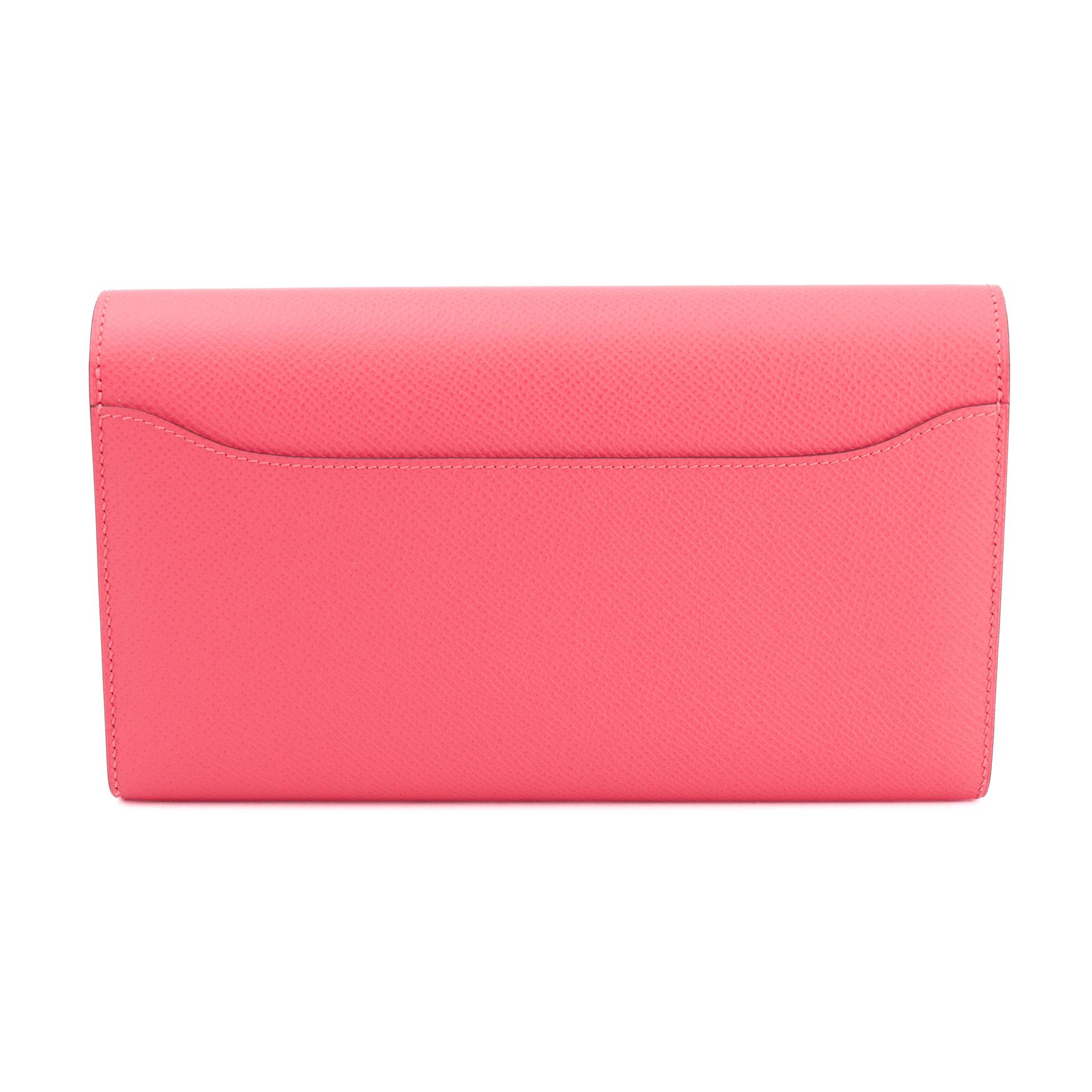 Unused ( Rank NS ) HERMÈS Constance Long wallet Rose Azalee (8W) Epsom Palladium hardware A (2017) - 2