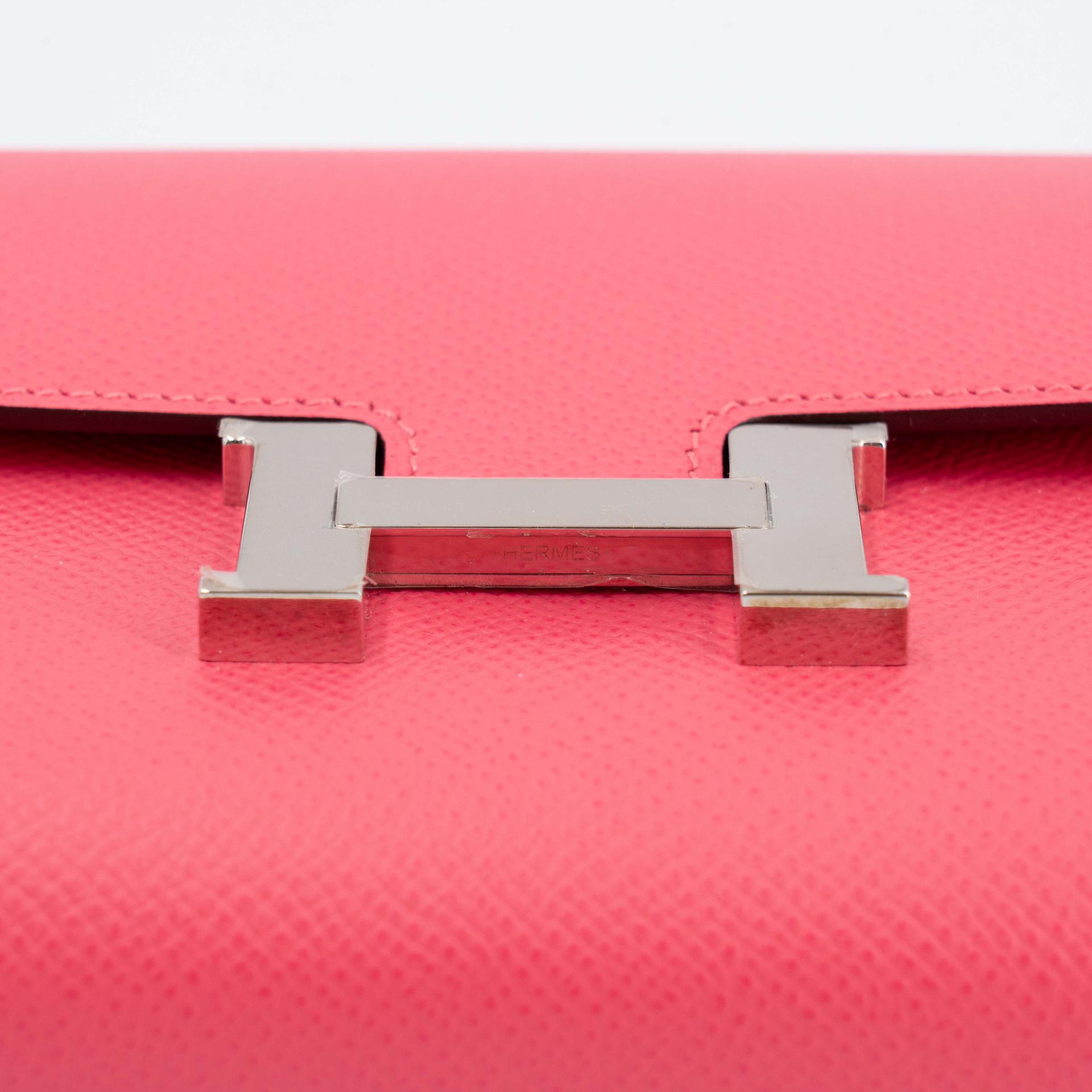 Unused ( Rank NS ) HERMÈS Constance Long wallet Rose Azalee (8W) Epsom Palladium hardware A (2017) - 4