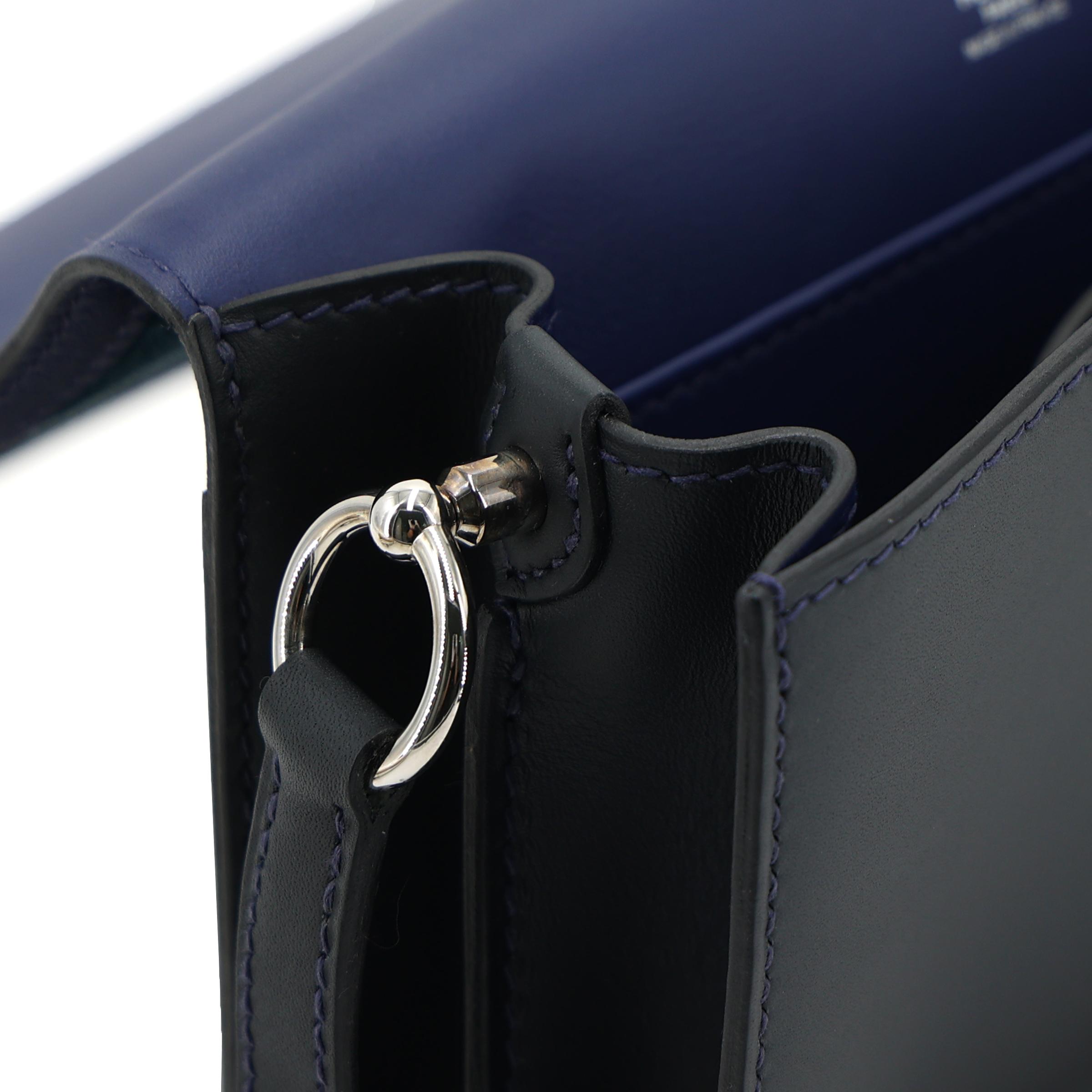Excellent ( Rank SA ) HERMÈS Roulis 23 Bleu Ocean (Z7) Bleu Saphir (73) Navy (7U) Doblis Suede Swift Sombrero Palladium hardware T (2015) - 11