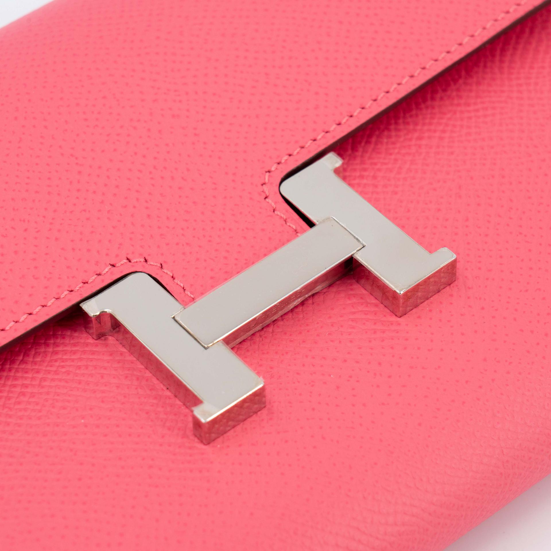 Unused ( Rank NS ) HERMÈS Constance Long wallet Rose Azalee (8W) Epsom Palladium hardware A (2017) - 3