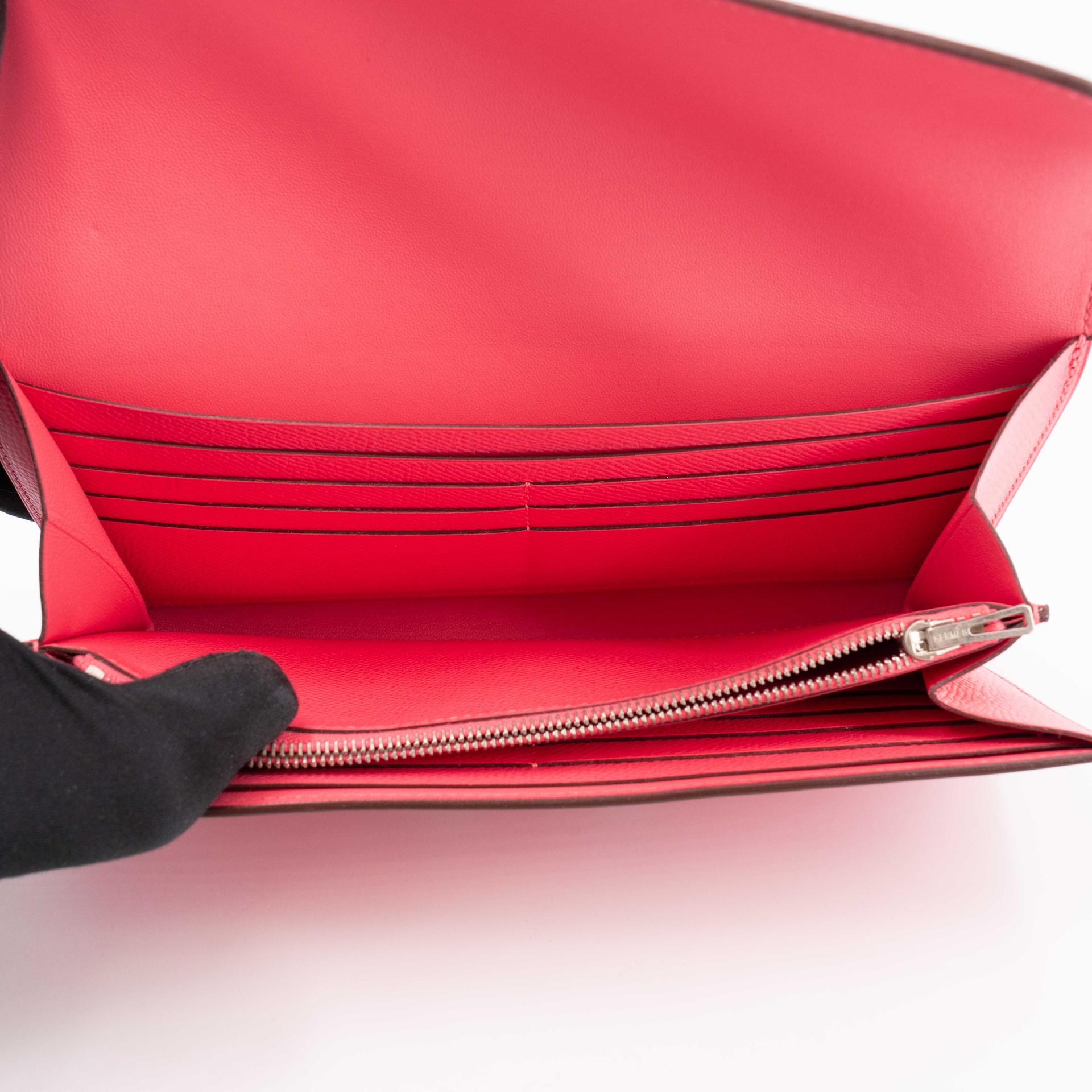 Unused ( Rank NS ) HERMÈS Constance Long wallet Rose Azalee (8W) Epsom Palladium hardware A (2017) - 14