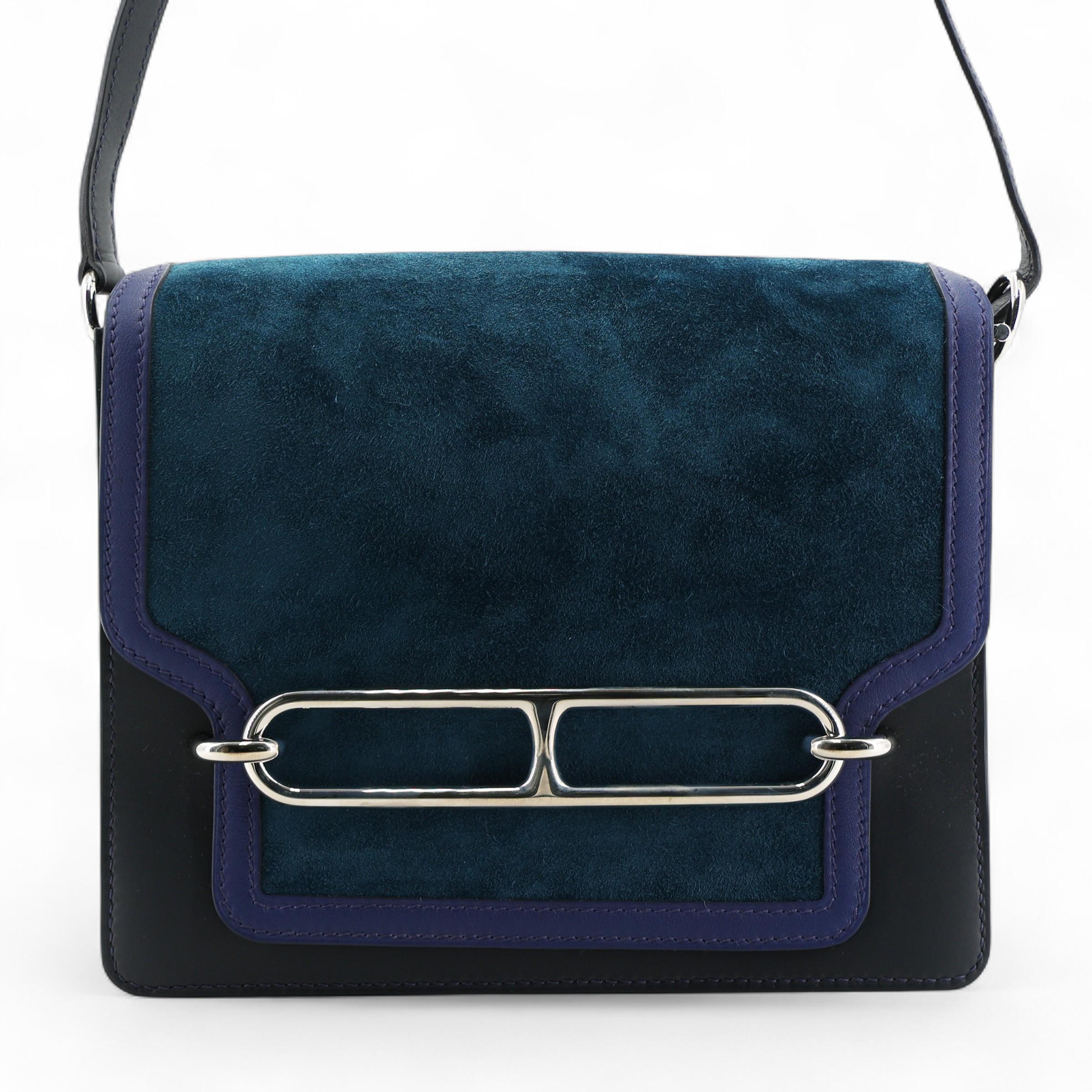 Excellent ( Rank SA ) HERMÈS Roulis 23 Bleu Ocean (Z7) Bleu Saphir (73) Navy (7U) Doblis Suede Swift Sombrero Palladium hardware T (2015) - 1