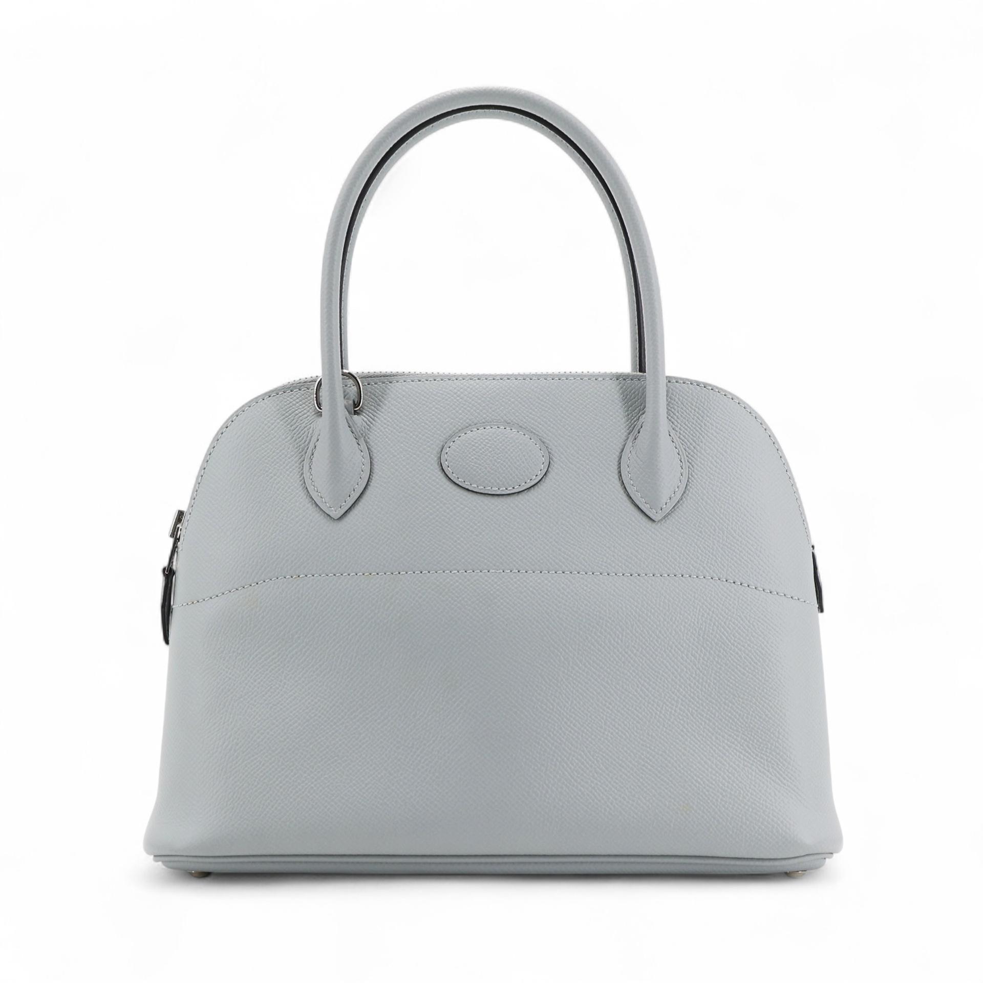 Excellent ( Rank SA ) HERMÈS Bolide 27 Bleu Glacier (8U) Epsom Palladium hardware T (2015) - 1