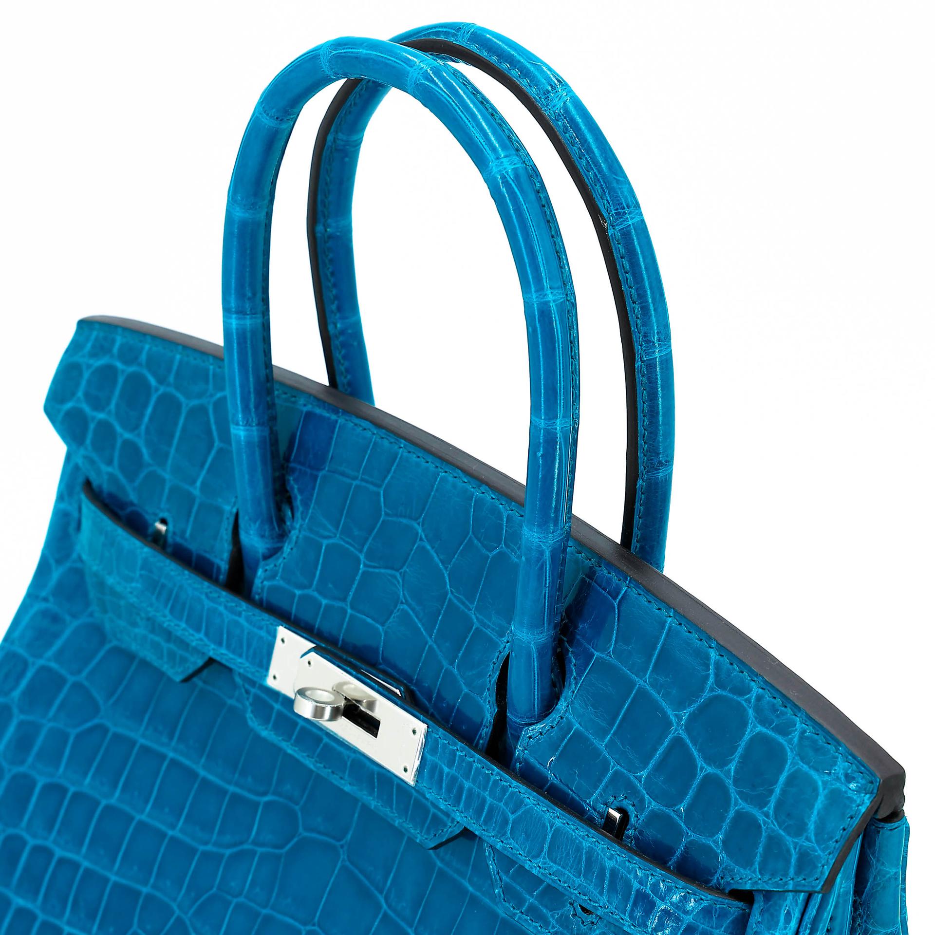 Unused ( Rank NS ) HERMÈS Birkin 30 Bleu Izmir (7W) Shiny Niloticus Crocodile Palladium hardware T (2015) - 5