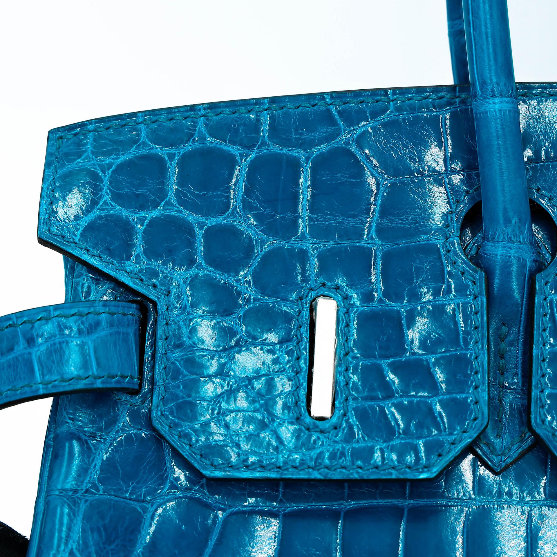 Unused ( Rank NS ) HERMÈS Birkin 30 Bleu Izmir (7W) Shiny Niloticus Crocodile Palladium hardware T (2015) - 14