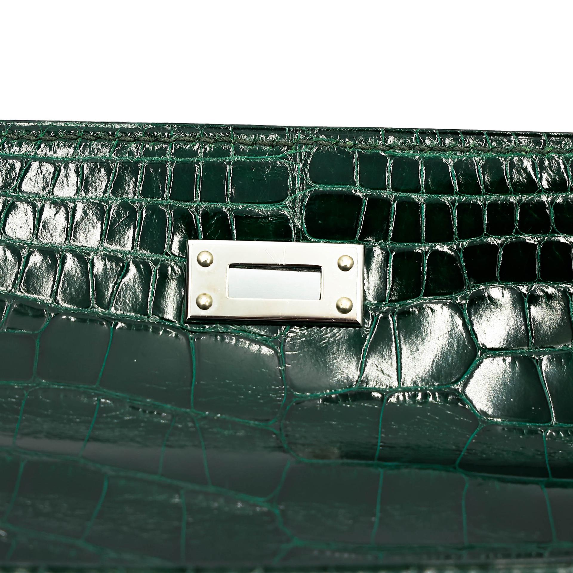 ランク A HERMÈS エルメス ポシェットケリー ヴェールフォンセ (67) クロコダイル アリゲーター リセ シルバー金具 □Q刻印 (2013) - 21