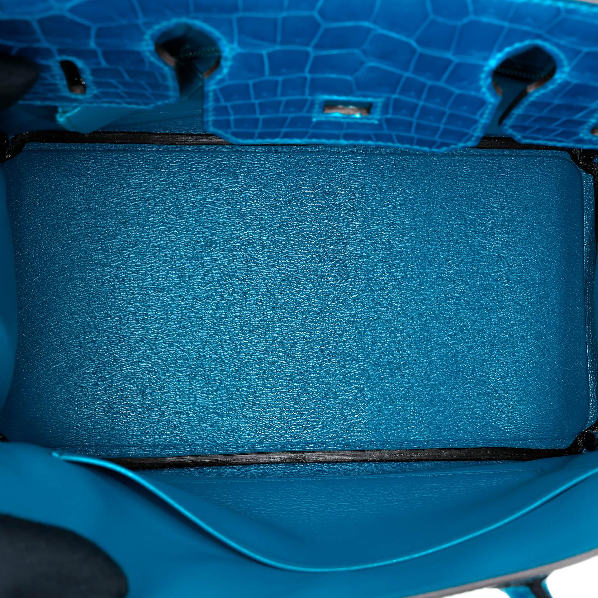Unused ( Rank NS ) HERMÈS Birkin 30 Bleu Izmir (7W) Shiny Niloticus Crocodile Palladium hardware T (2015) - 24