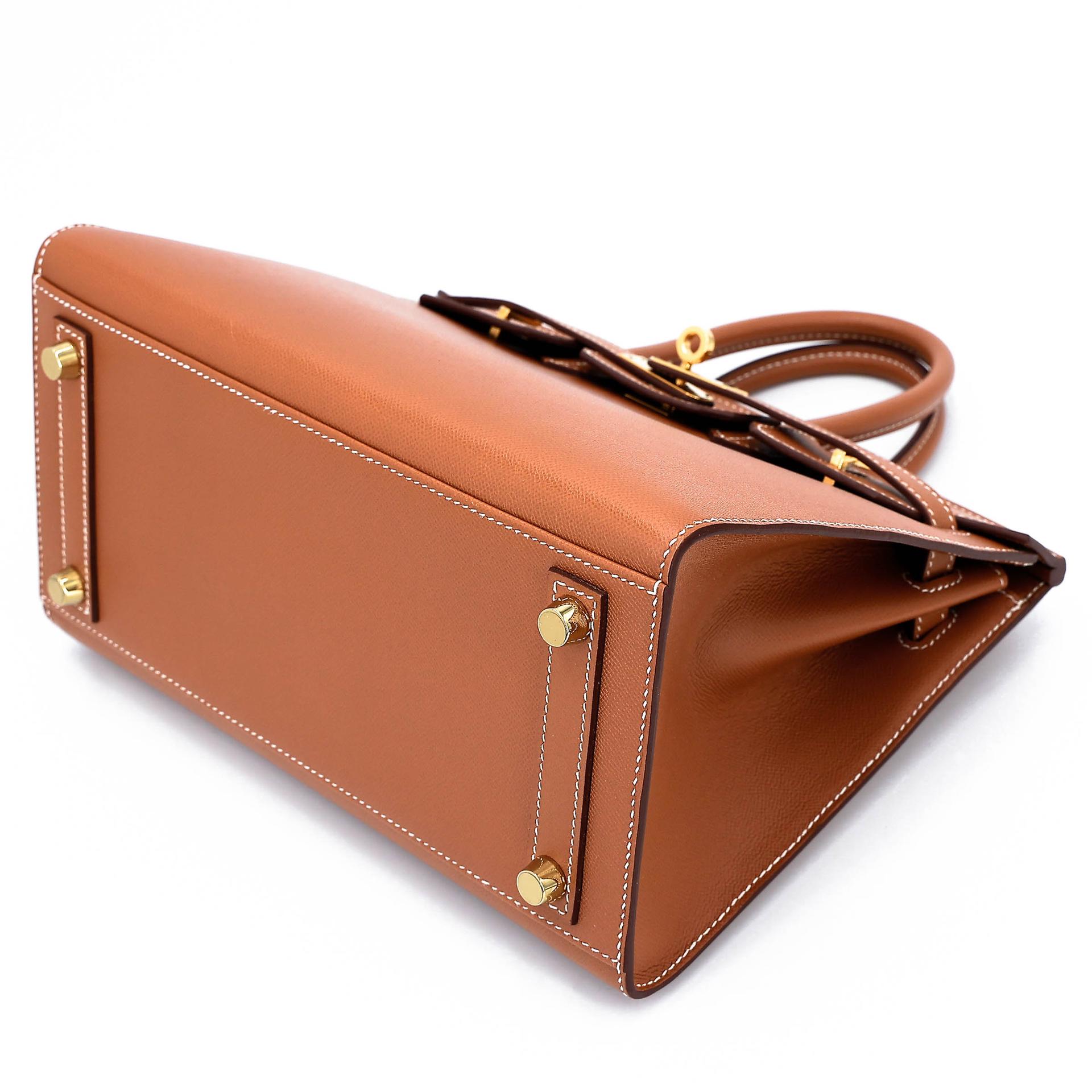 SA超美品 HERMÈS 愛馬仕 Birkin 25 外縫 37 金棕色 Gold Madame皮 金扣 Z刻 2021年 - 5
