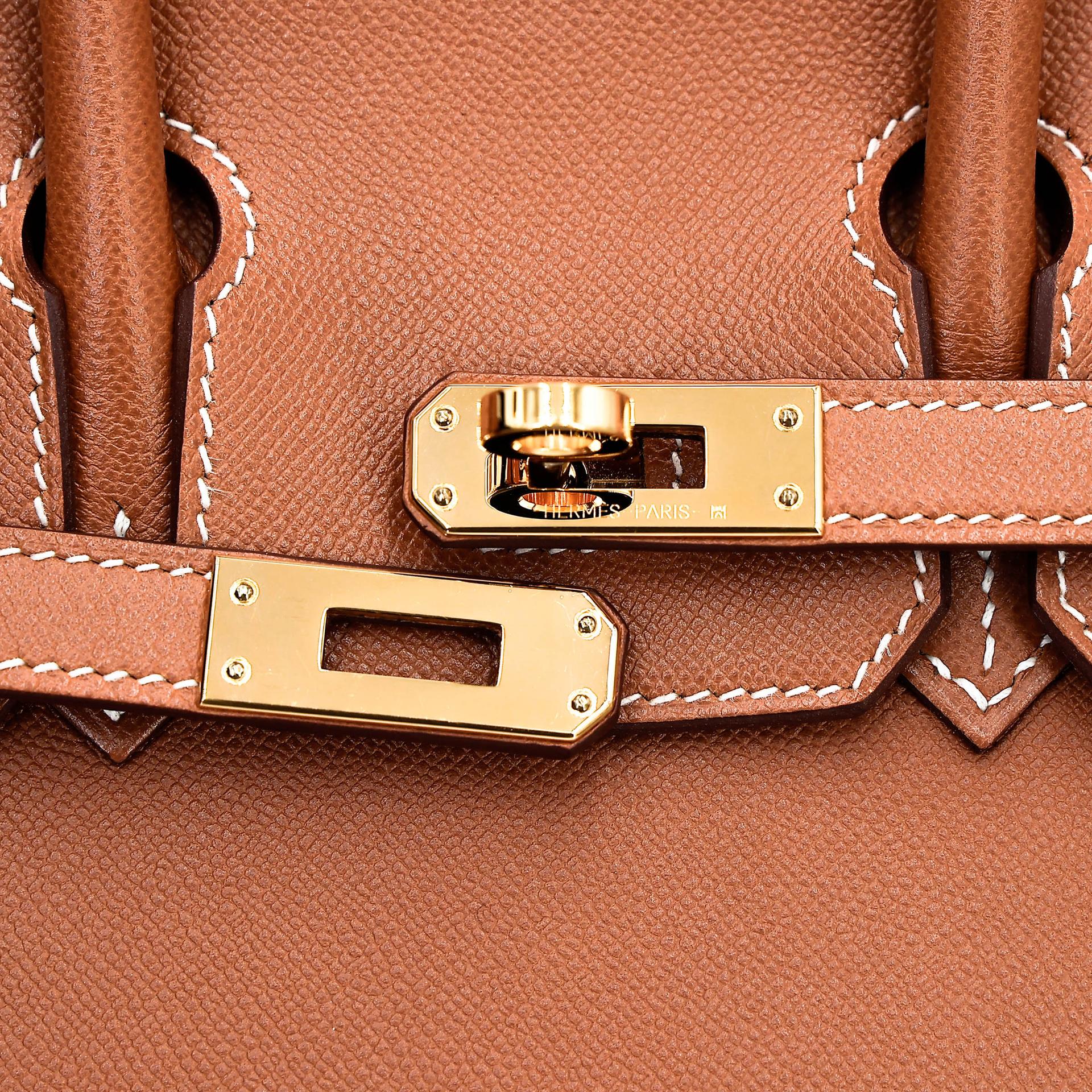 SA超美品 HERMÈS 愛馬仕 Birkin 25 外縫 37 金棕色 Gold Madame皮 金扣 Z刻 2021年 - 15