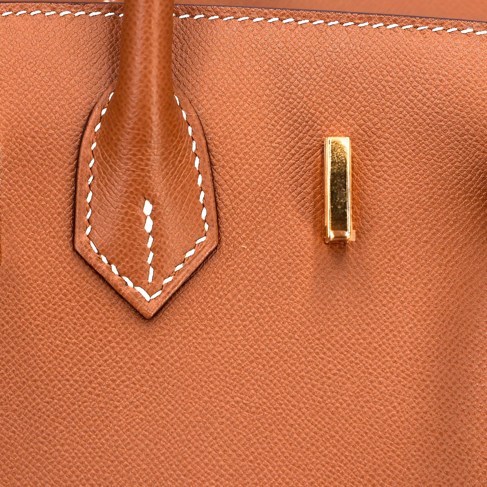 SA超美品 HERMÈS 愛馬仕 Birkin 25 外縫 37 金棕色 Gold Madame皮 金扣 Z刻 2021年 - 14