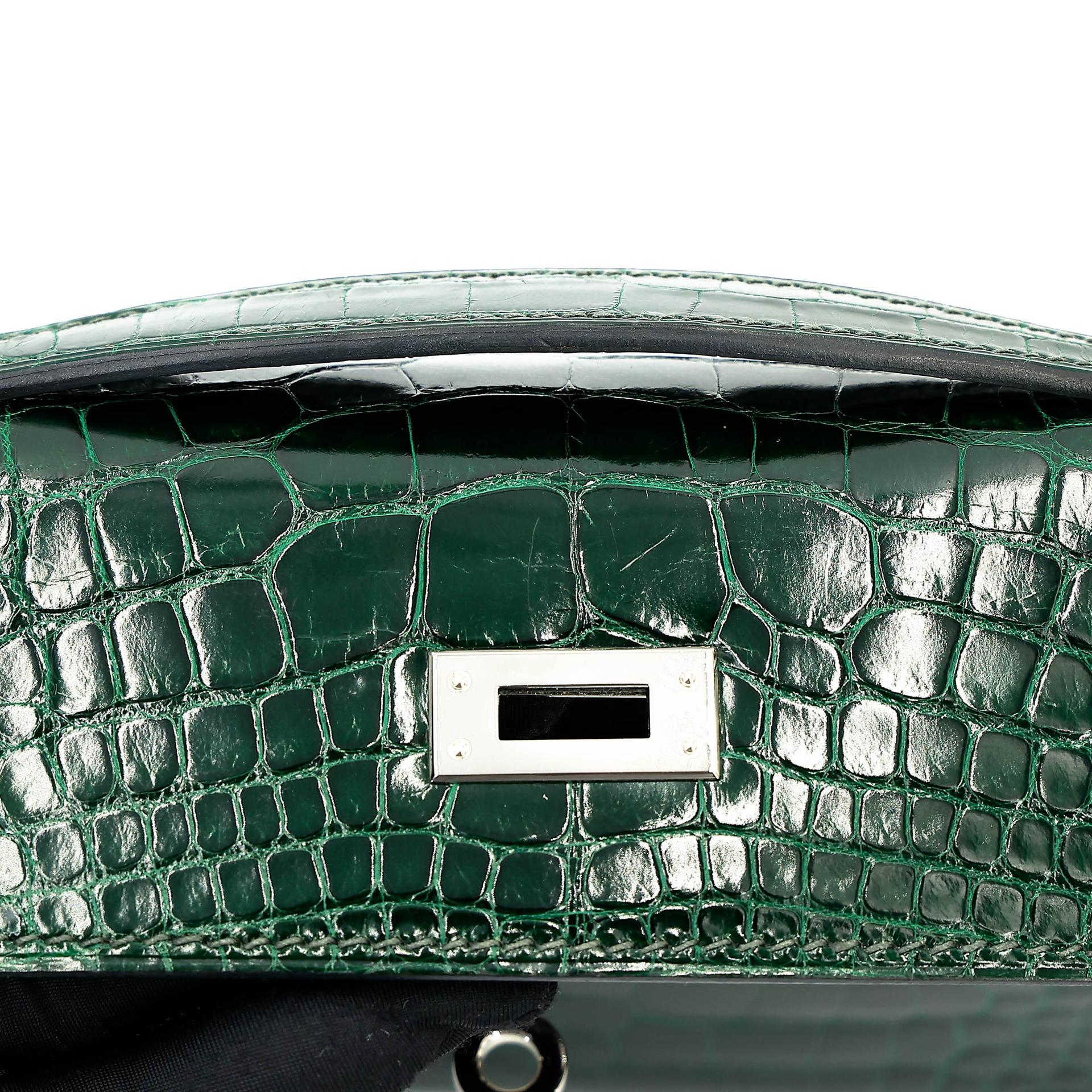 ランク A HERMÈS エルメス ポシェットケリー ヴェールフォンセ (67) クロコダイル アリゲーター リセ シルバー金具 □Q刻印 (2013) - 14