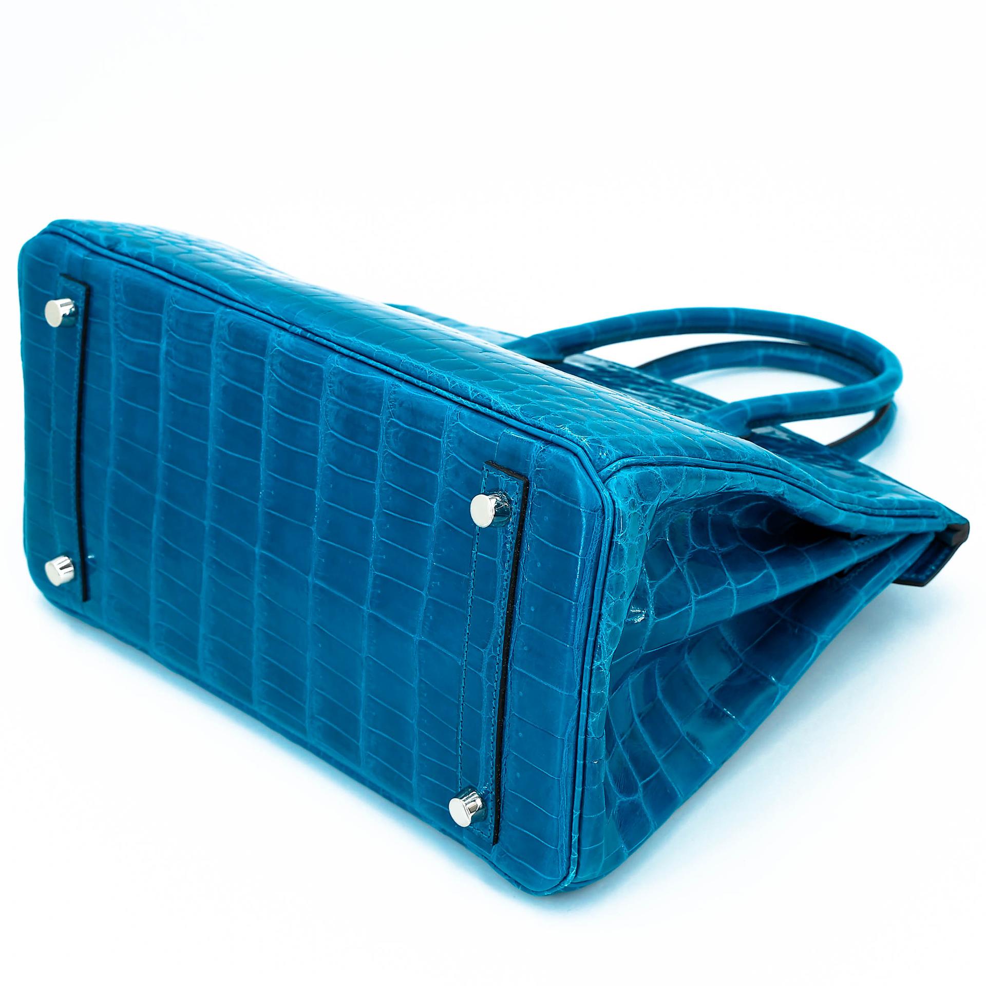 Unused ( Rank NS ) HERMÈS Birkin 30 Bleu Izmir (7W) Shiny Niloticus Crocodile Palladium hardware T (2015) - 8