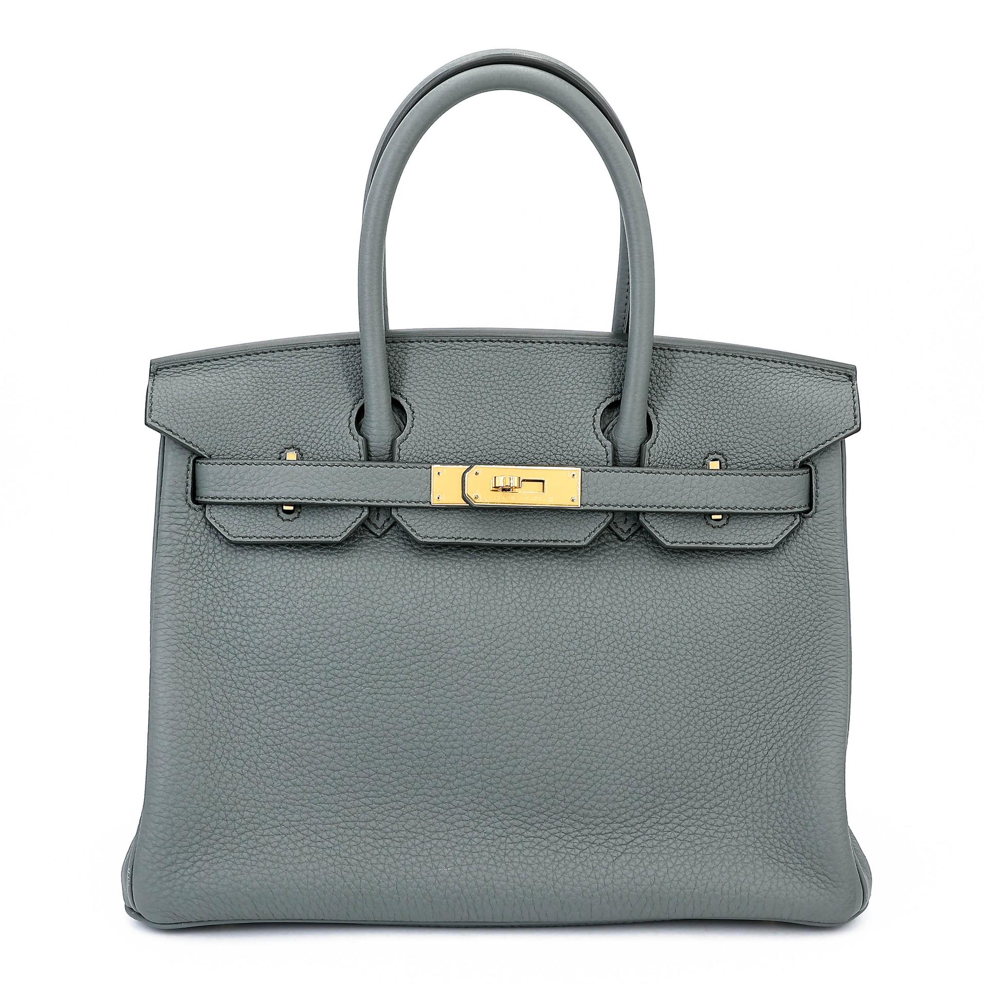 Very Good ( Rank A) HERMÈS Birkin 30 Vert Amande (63) Togo Gold hardware D (2019) - 1