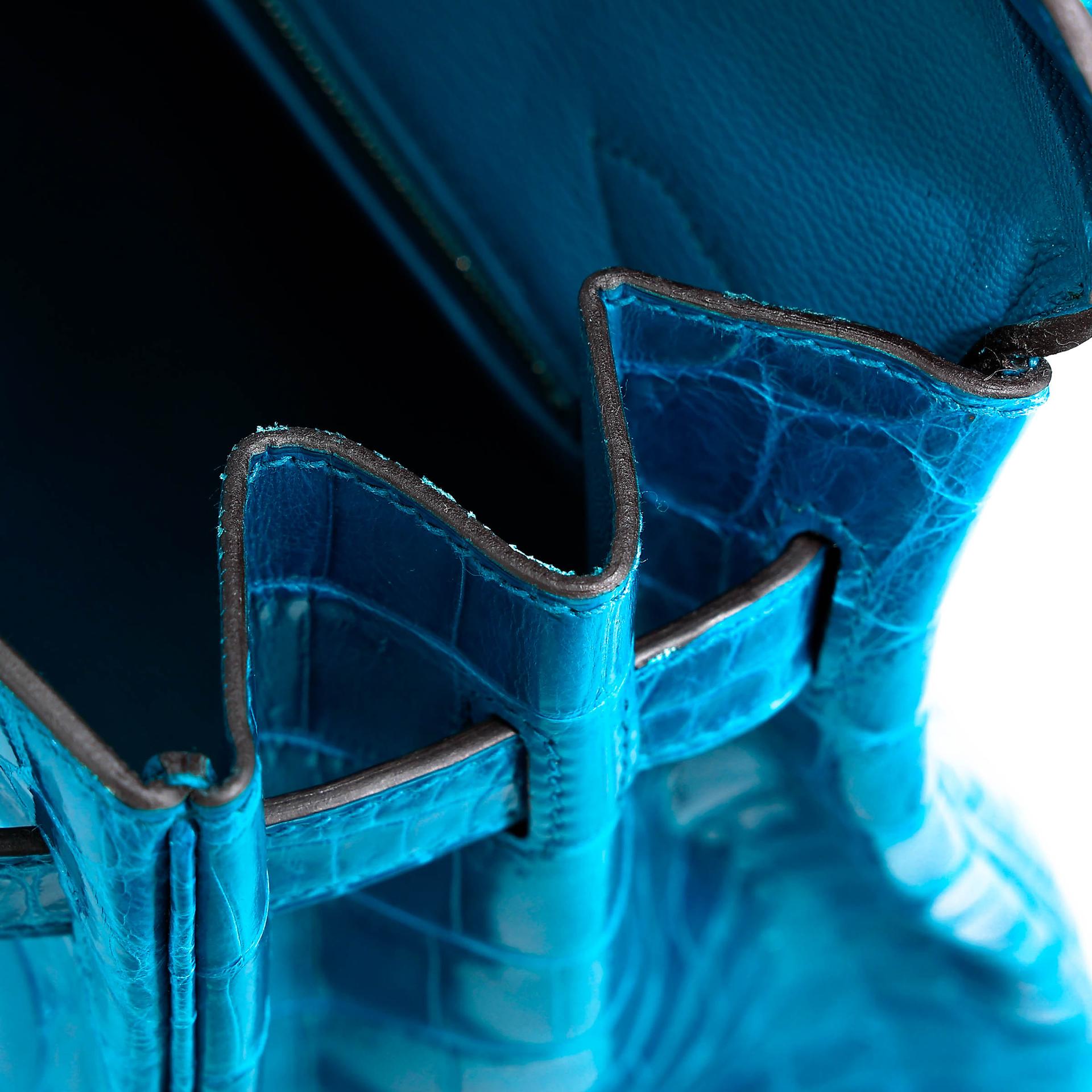 Unused ( Rank NS ) HERMÈS Birkin 30 Bleu Izmir (7W) Shiny Niloticus Crocodile Palladium hardware T (2015) - 21