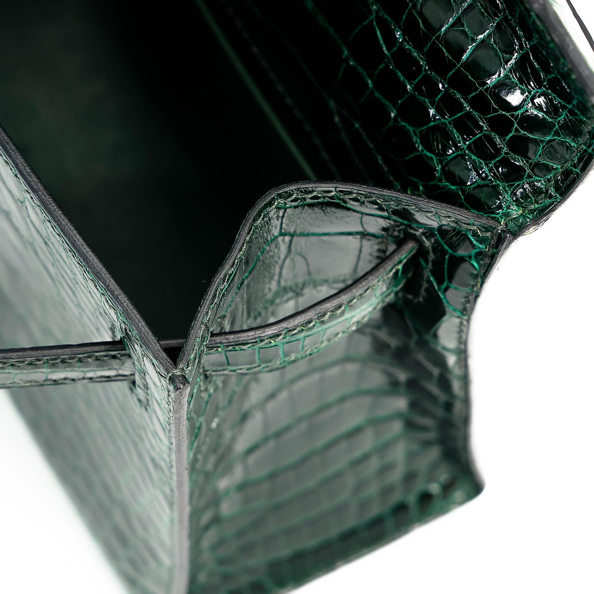 ランク A HERMÈS エルメス ポシェットケリー ヴェールフォンセ (67) クロコダイル アリゲーター リセ シルバー金具 □Q刻印 (2013) - 28