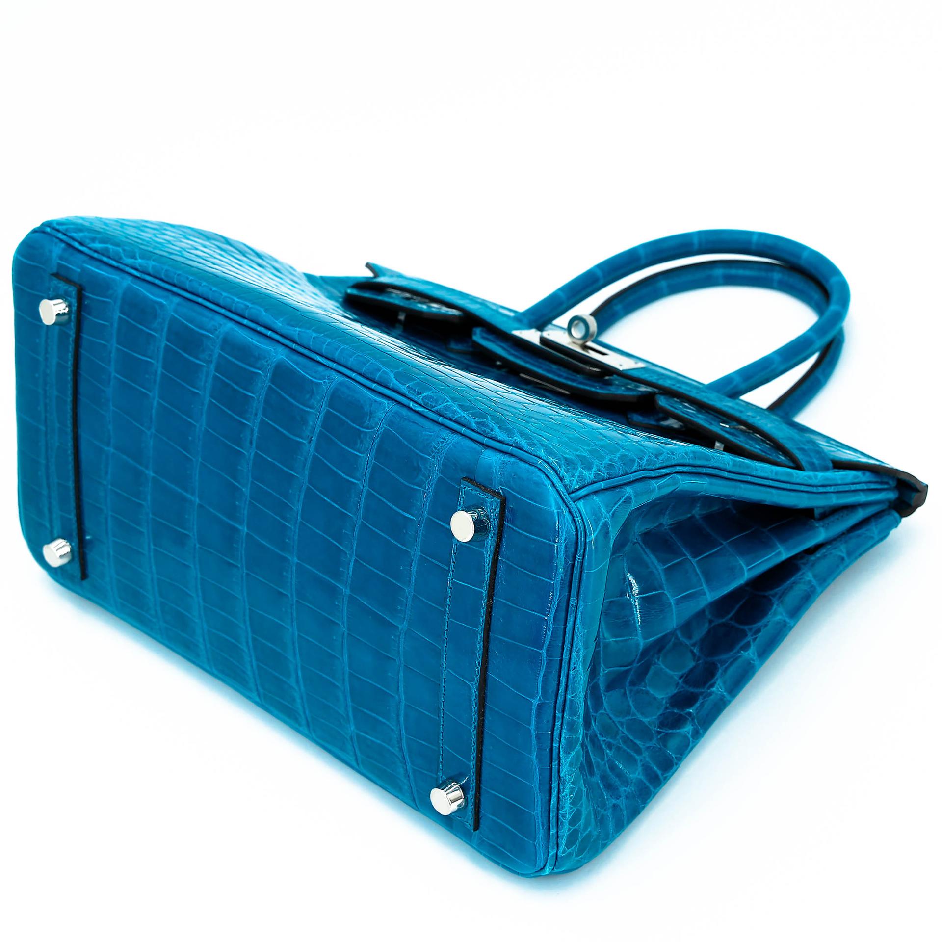 Unused ( Rank NS ) HERMÈS Birkin 30 Bleu Izmir (7W) Shiny Niloticus Crocodile Palladium hardware T (2015) - 6