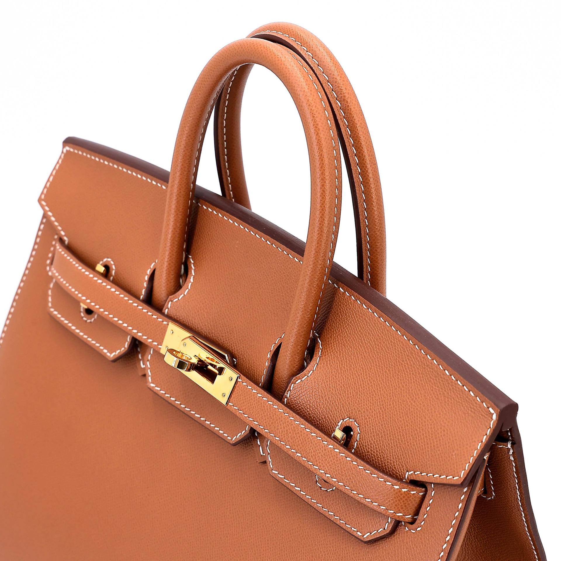 SA超美品 HERMÈS 愛馬仕 Birkin 25 外縫 37 金棕色 Gold Madame皮 金扣 Z刻 2021年 - 4